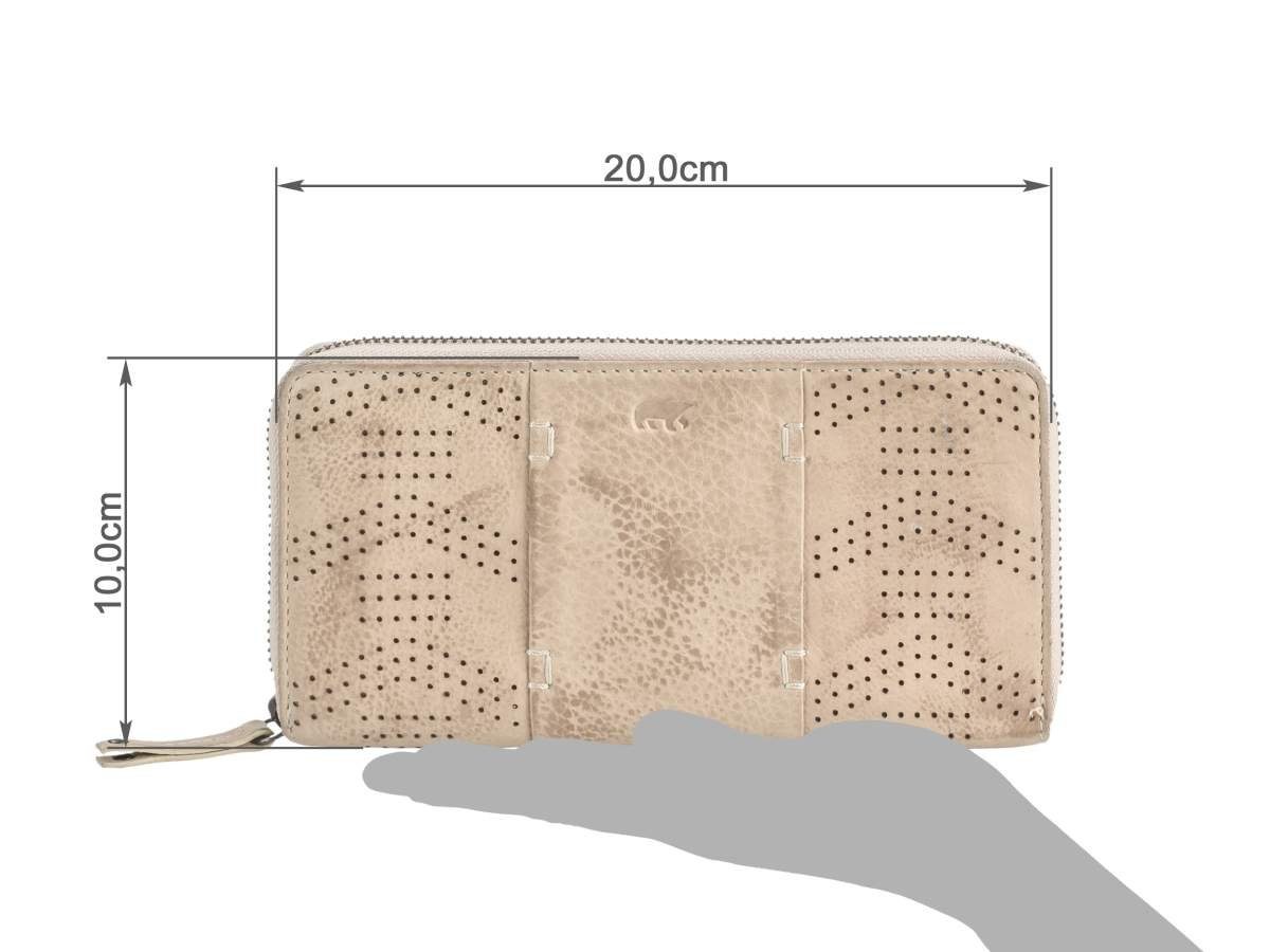 beige Leder Mirte, Portemonnaie, Geldbörse Damenbörse, Bear beige, 8 Design baltic Kartenfächer Reißverschluss