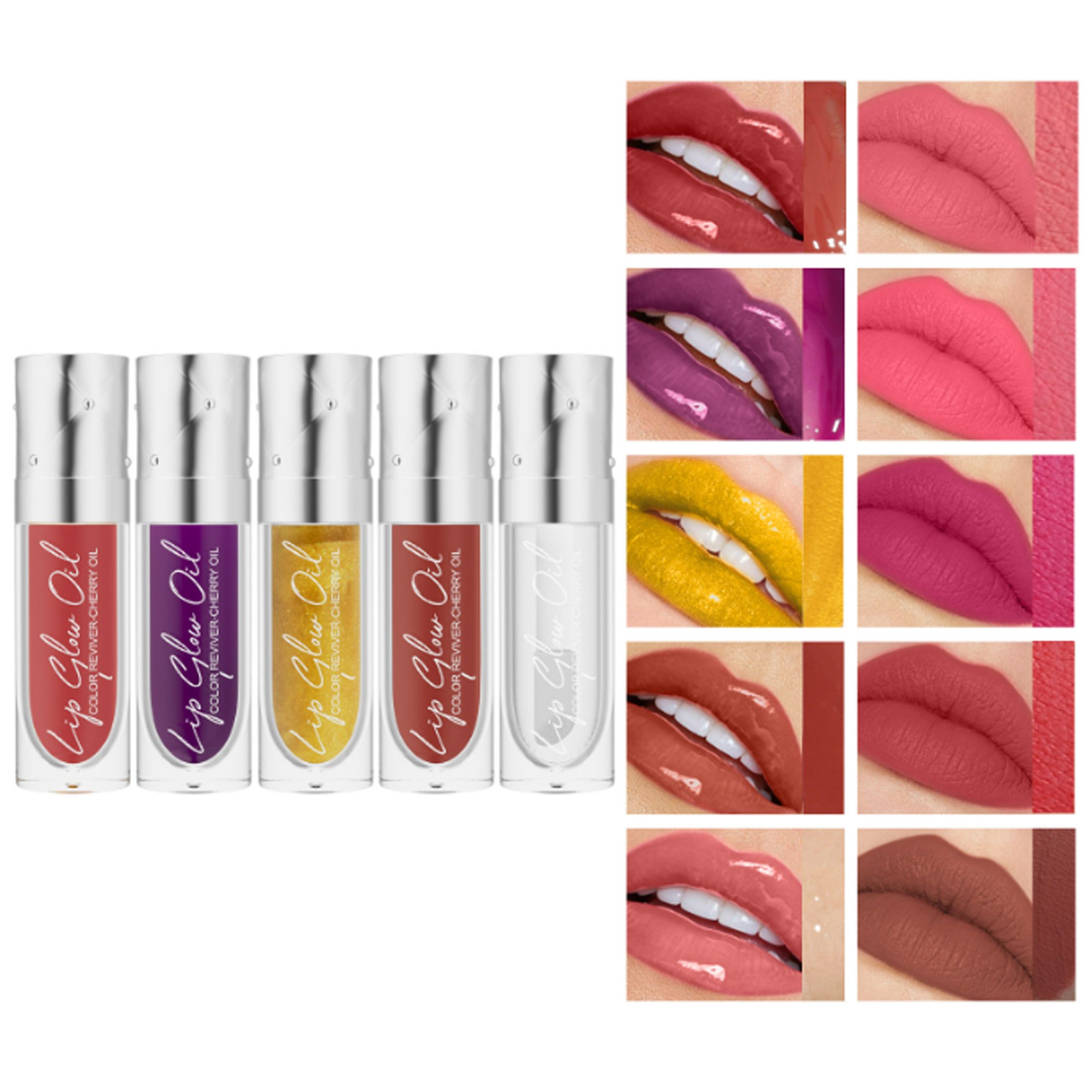 Scheiffy Lippenpflege-Set Lippenöl-Lippenstift spendet Feuchtigkeit,matter Antihaft-Lipgloss, 5-tlg., Feuchtigkeitsspendend,Lip Glaze