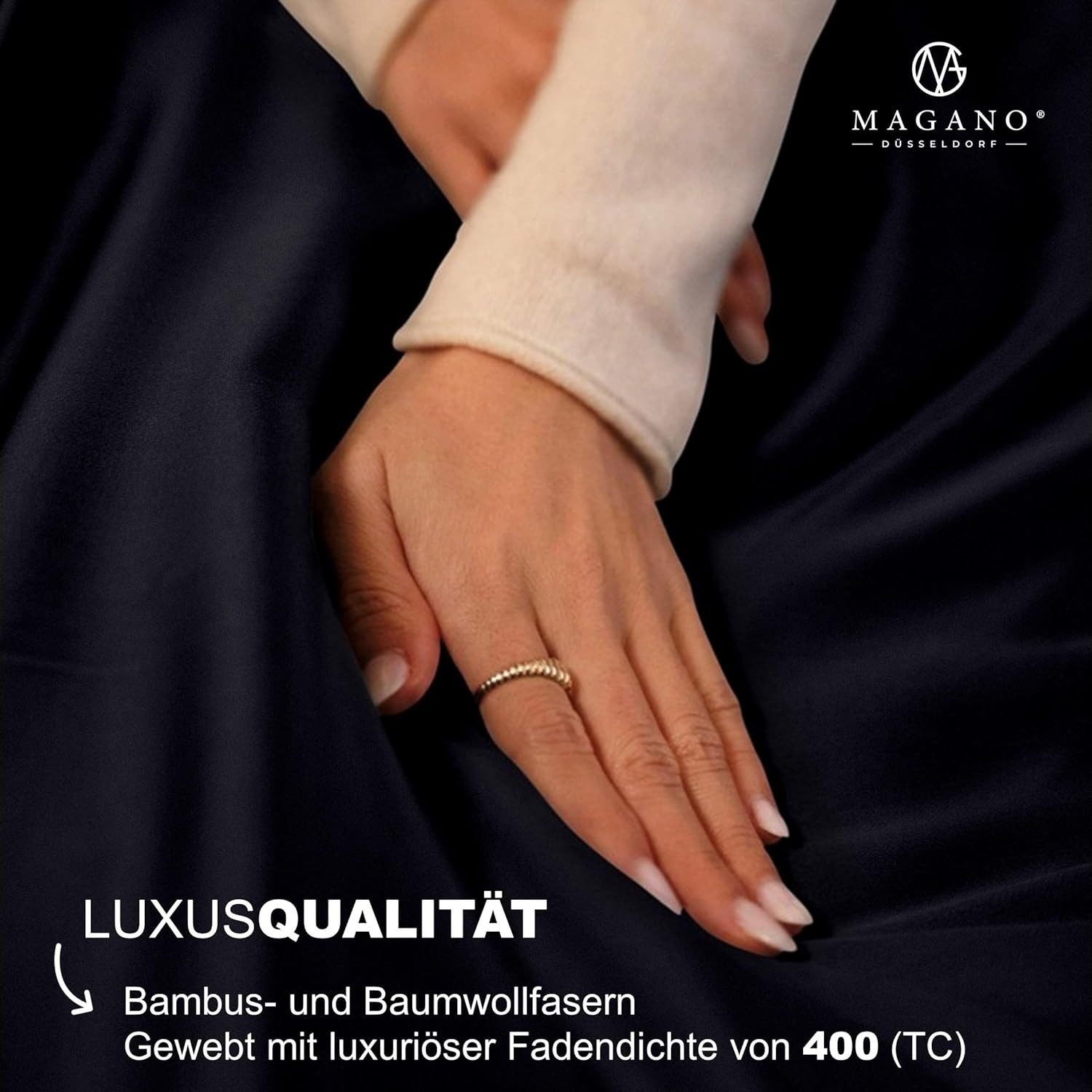 MAGANO Spannbettlaken Bambus & Baumwolle Satin, Luxus Bettlaken, Gummizug: rundum, 400 TC Luxusqualität, Hypoallergen, Thermoregulierend