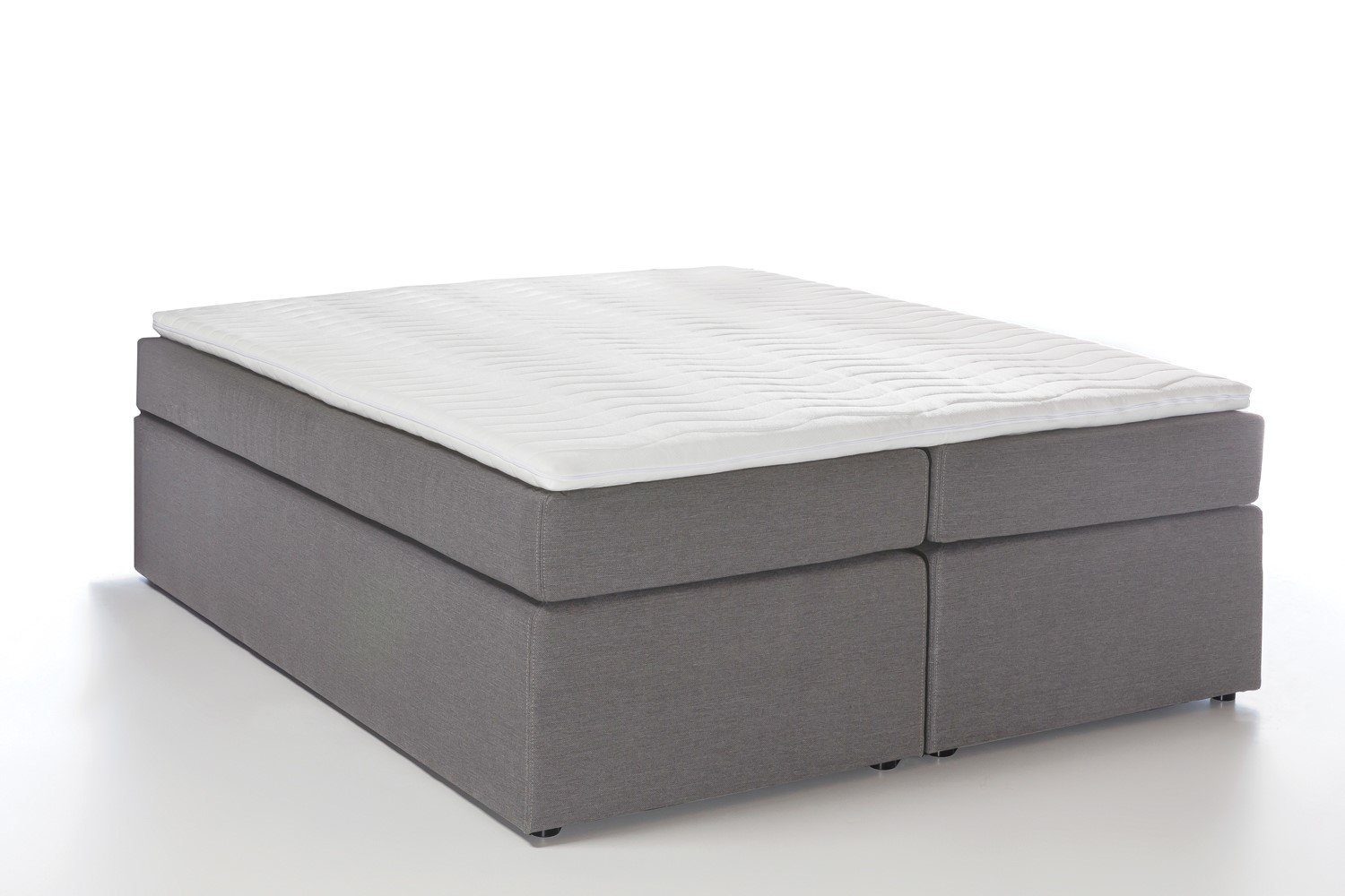 Möbelfreude Boxspringbett Boxspringbett Bella Hellgrau 160x200 cm H2/H3, Hellgrau 160x200 cm H2/H3, 7-Zonen Taschenfederkern-Matratze inkl. Vis