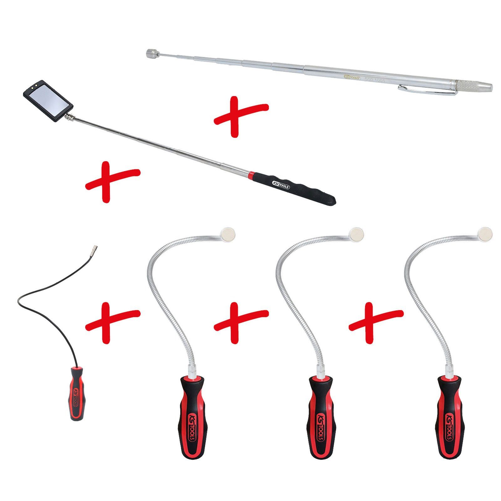 Drehmomentschlüssel KS TOOLS Flexibler und Teleskop-Magnethalter und Inspektionsspieg...