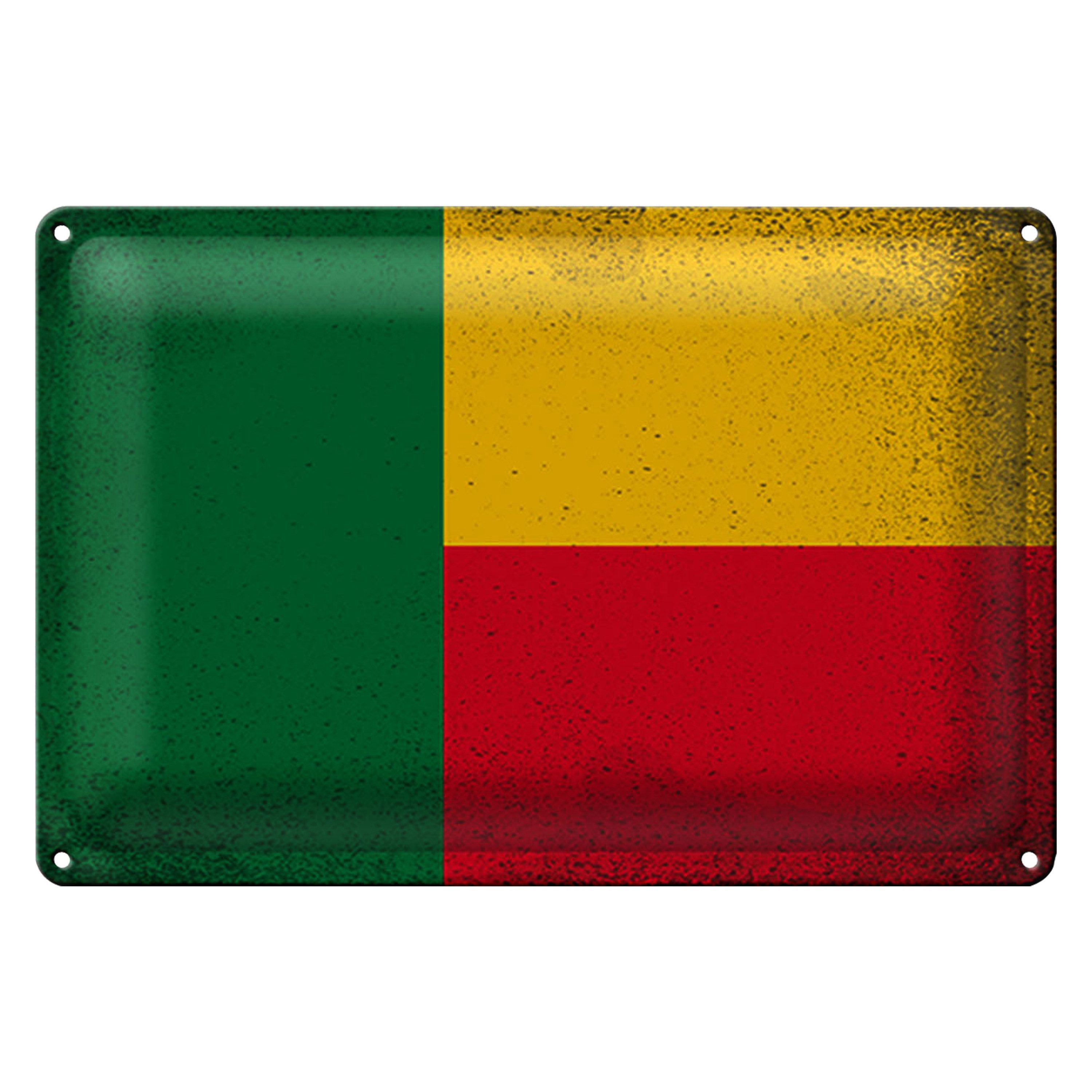 Metallschild Flagge Benin 18x12cm Flag of Benin Vintage