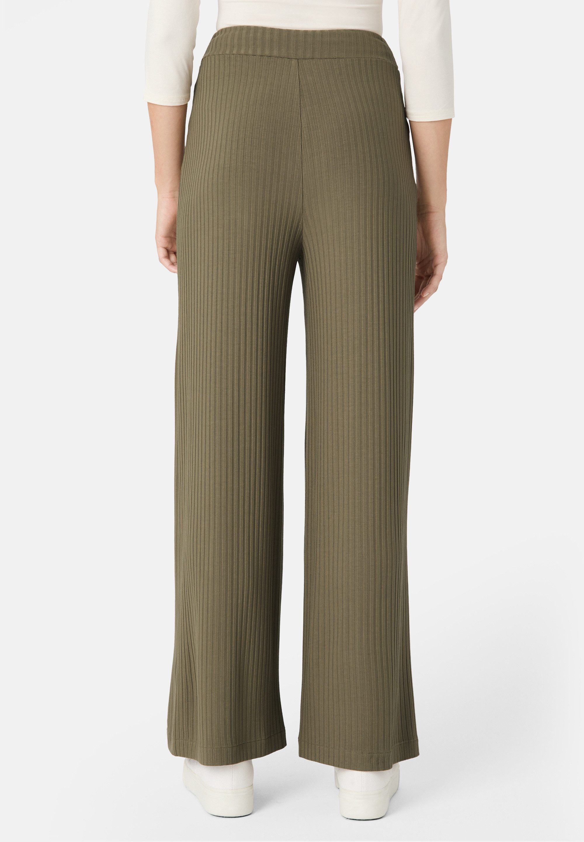 Les Lunes Stoffhose MICHELLE Rib Wide Leg LENZING™ ECOVERO™ Viskose, femininer Chic, gerades weites Bein,bequem