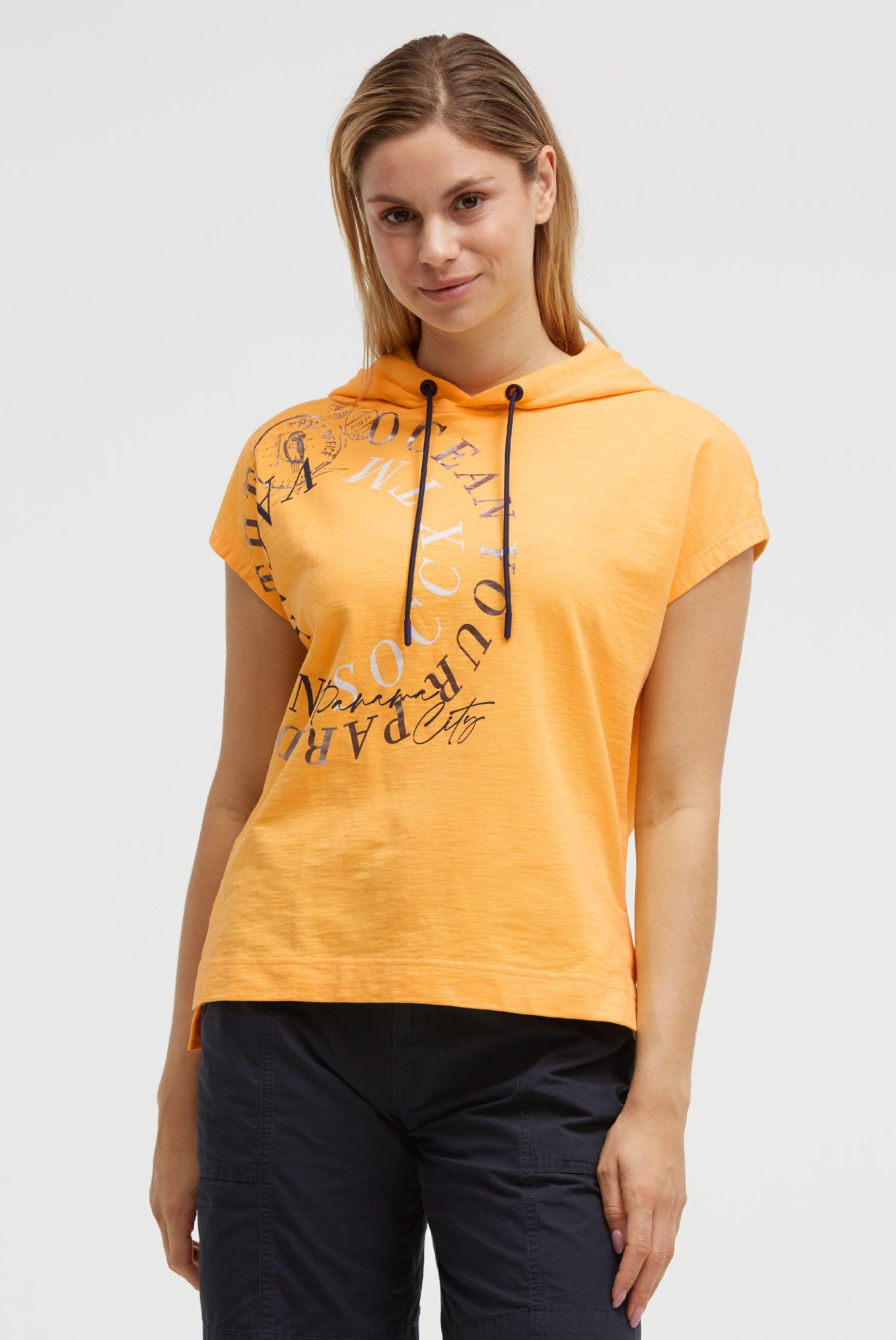 SOCCX Kapuzensweatshirt mit überschnittener Schulter & Seitenschlitze