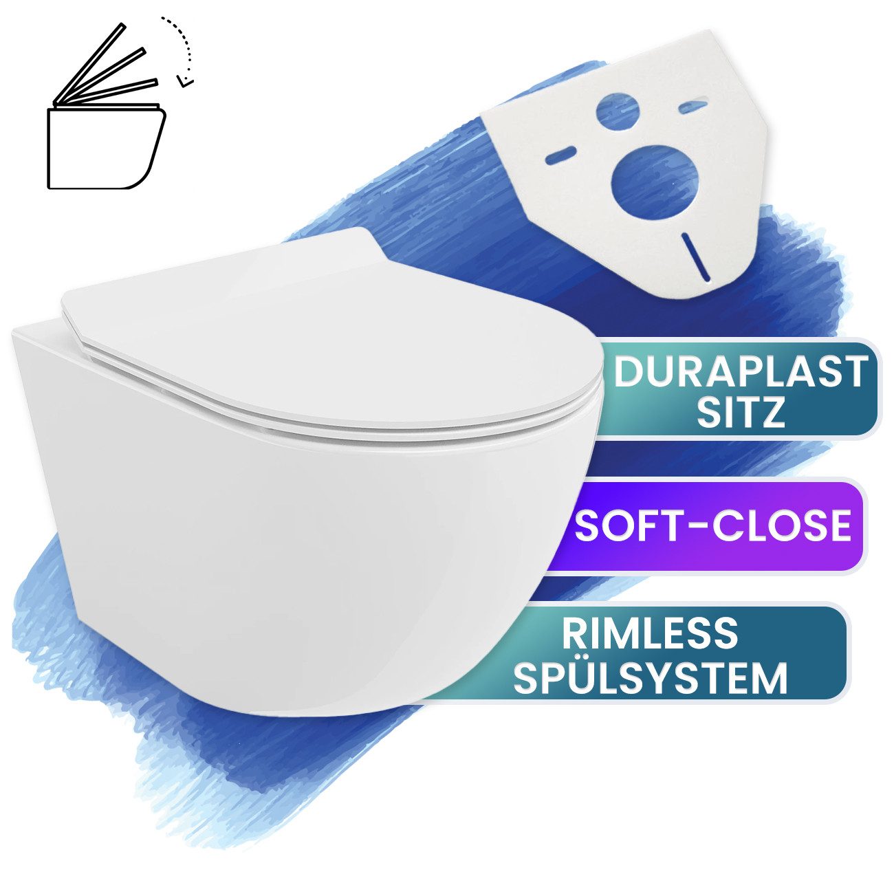 Tiefspül-WC WC-Toilette: Schüssel Weiß mit Klosettsitz Slim Soft-Close