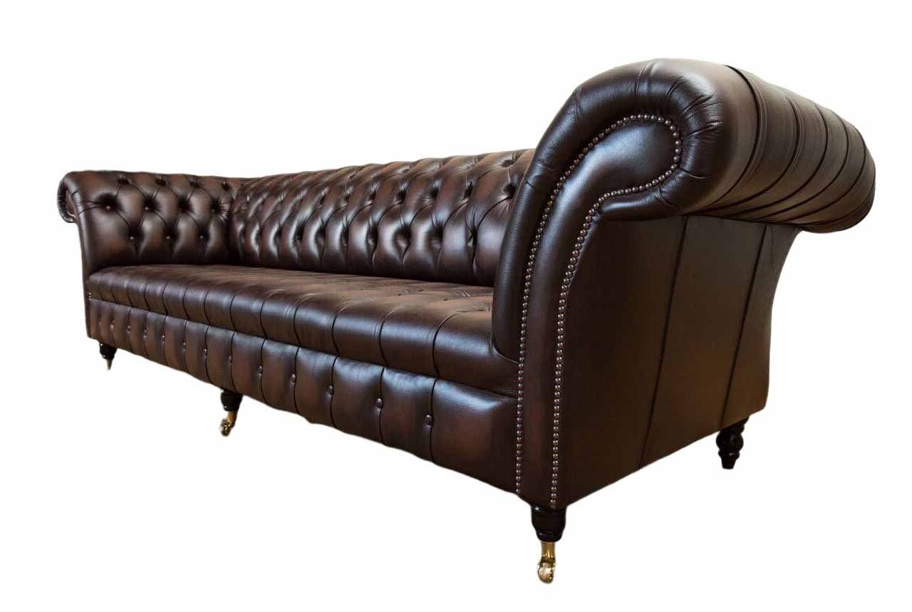 JVmoebel Chesterfield-Sofa Ledersofa 4 Sitzer Luxus Klassische Chesterfield 100% Leder Sofort, 1 Teile, Made in Europa