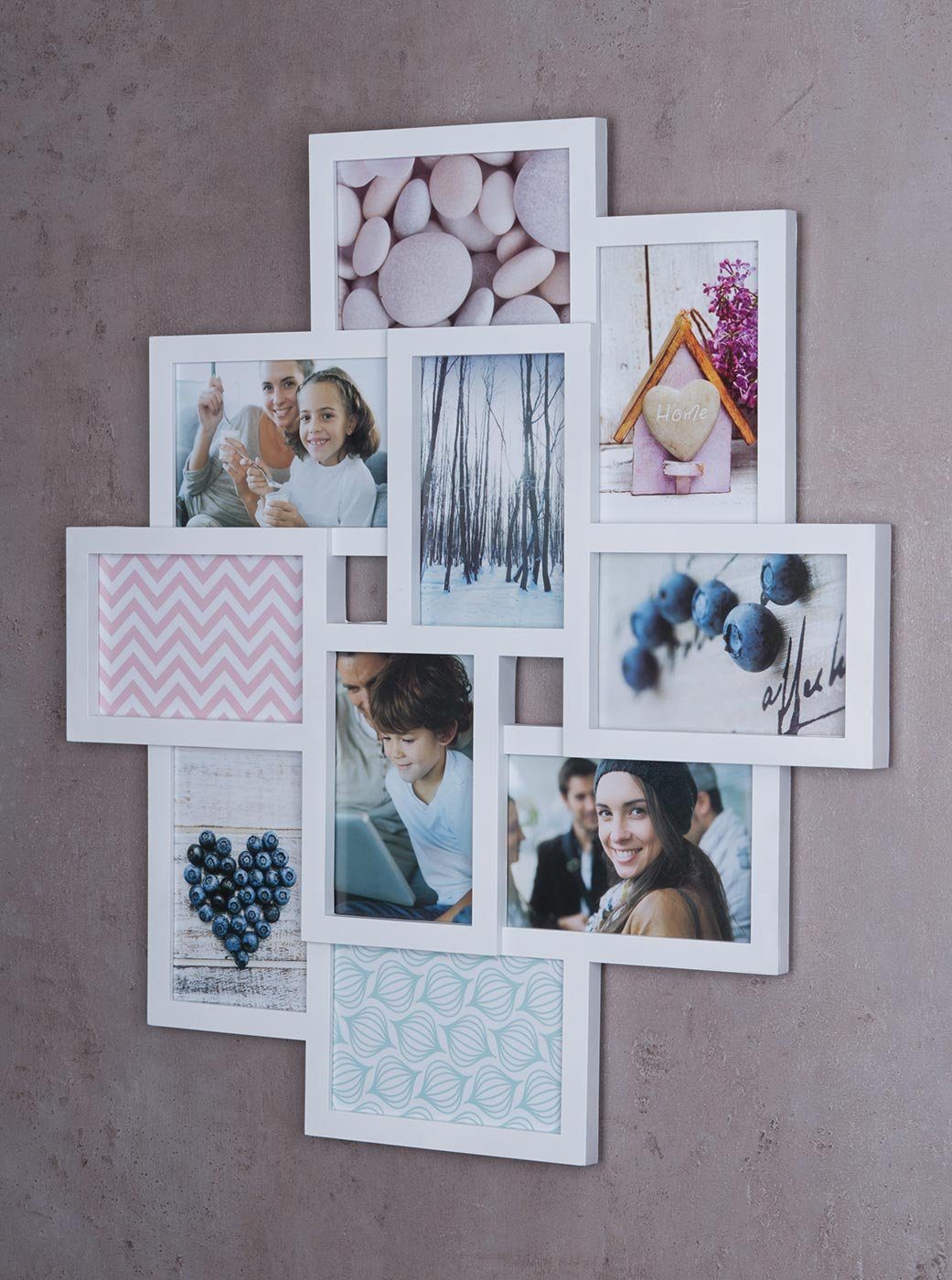 Levandeo® Bilderrahmen Collage, Bilderrahmen weiß 10 Fotos Fotogalerie Foto günstig online kaufen