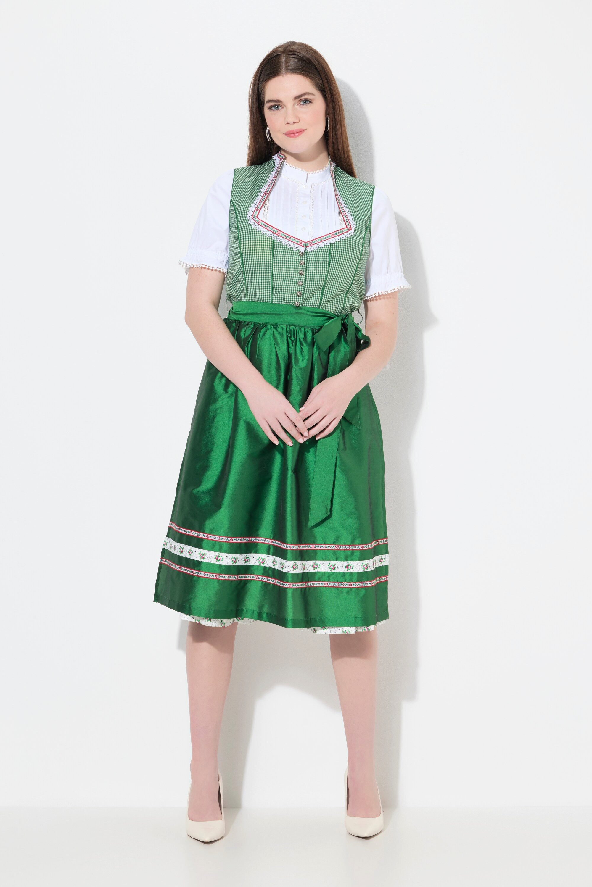 Ulla Popken Dirndl Dirndl Schnürung Herzausschnitt ärmellos günstig online kaufen