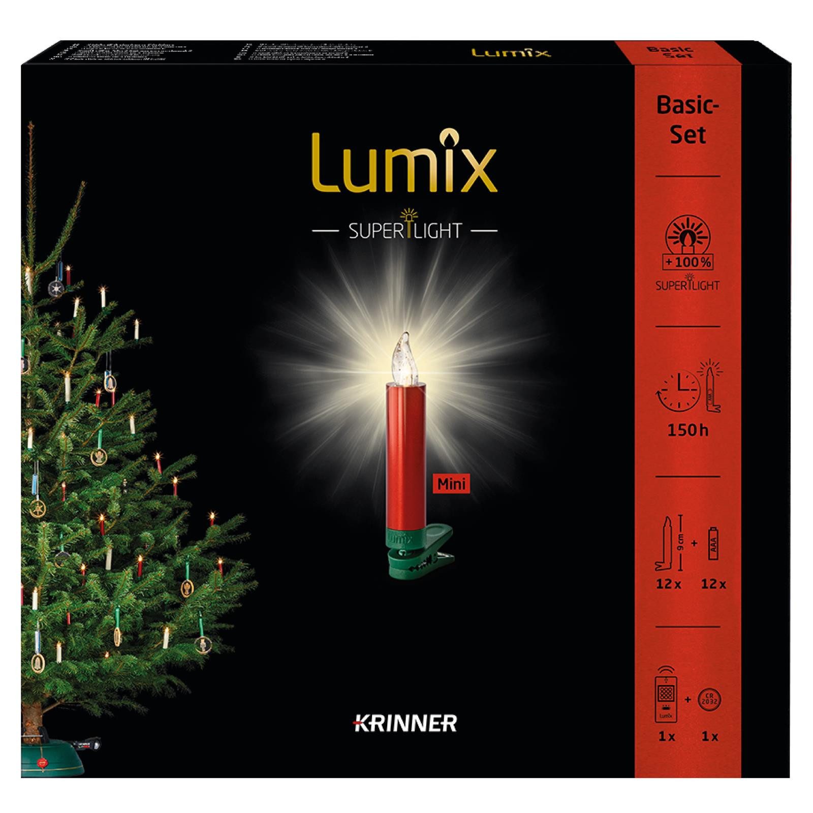 lumix LED-Christbaumkerzen LUMIX SuperLight Metallic Rot Mini Basis