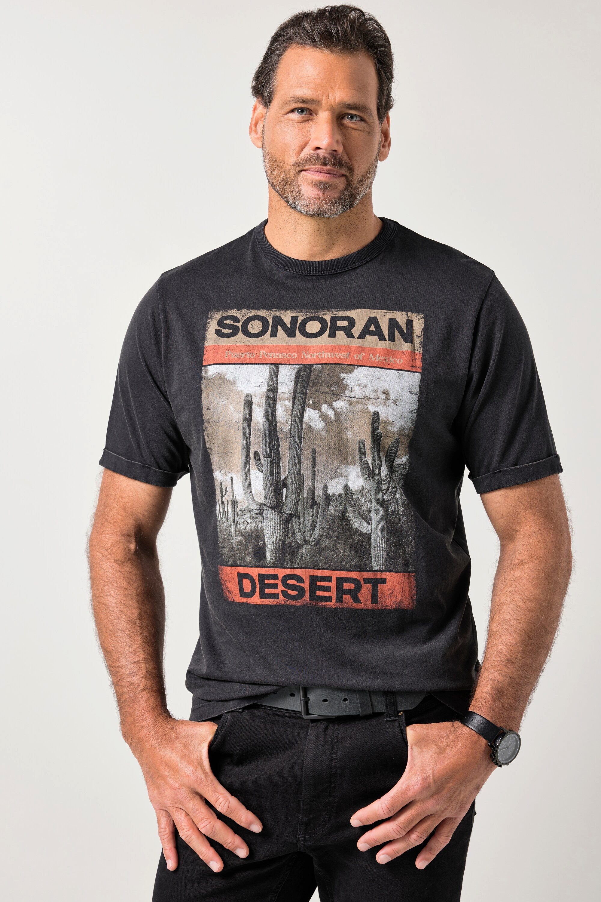 T-Shirt T-Shirt Halbarm Vintage-Look Brustprint