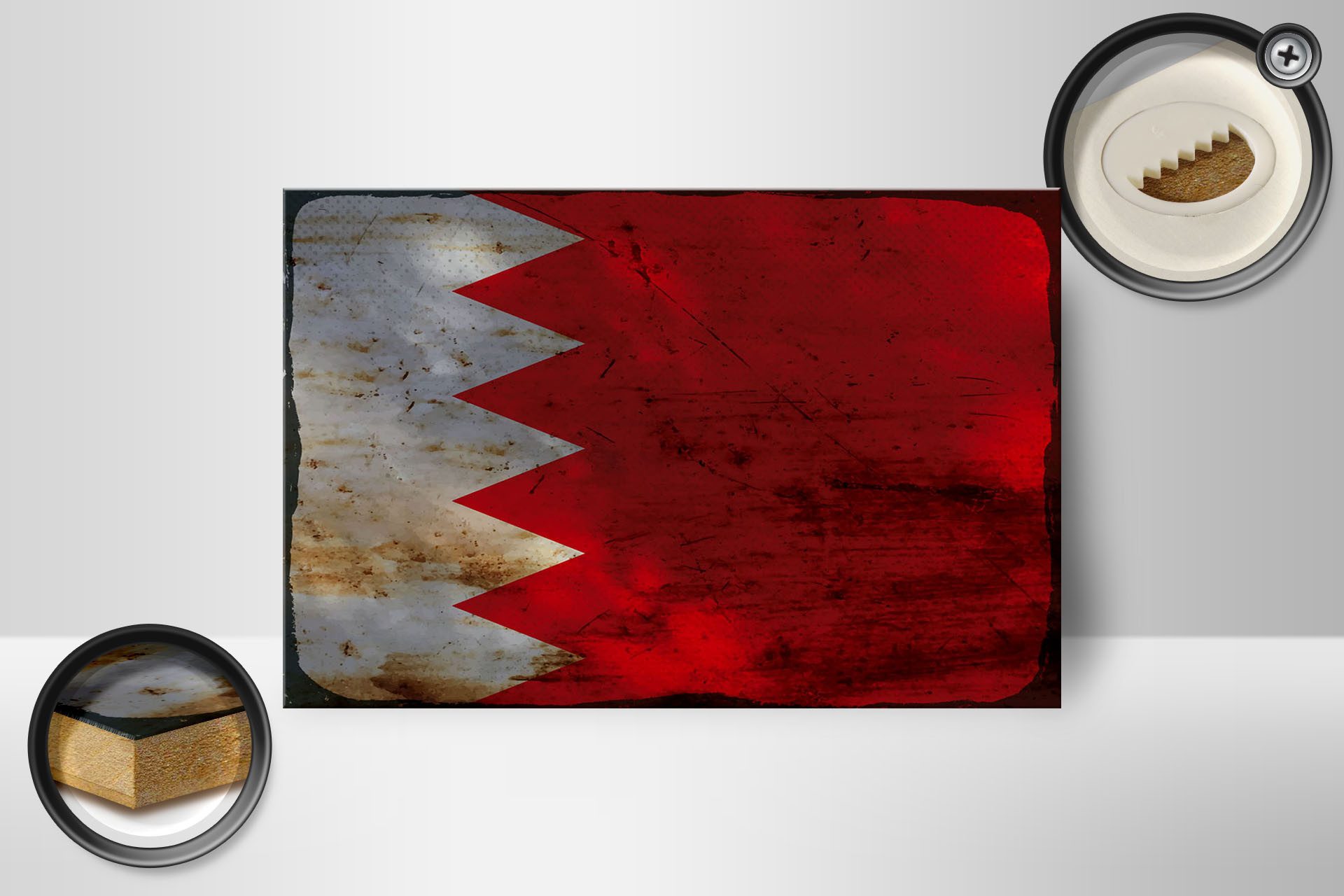 Femer GmbH Holzbild Flagge Bahrain 18x12 cm Flag of Bahrain Rost, Flaggen (1 St), Glatte Holzfaserplatte (MDF), vorn beschichtet