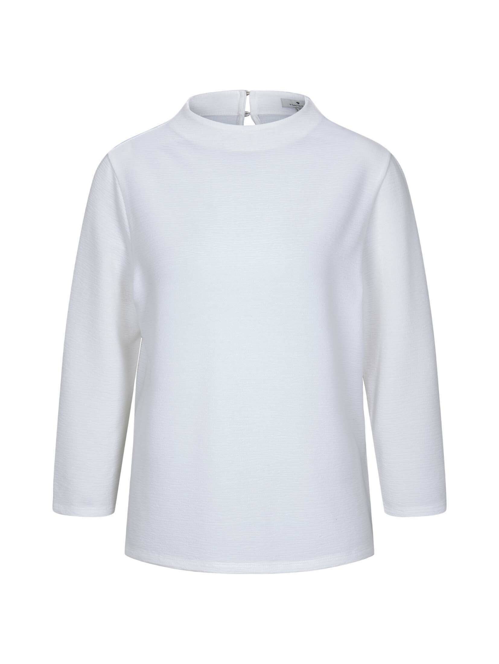TAILOR Strukturiertes Whisper TOM T-Shirt White Shirt Stehkragen
