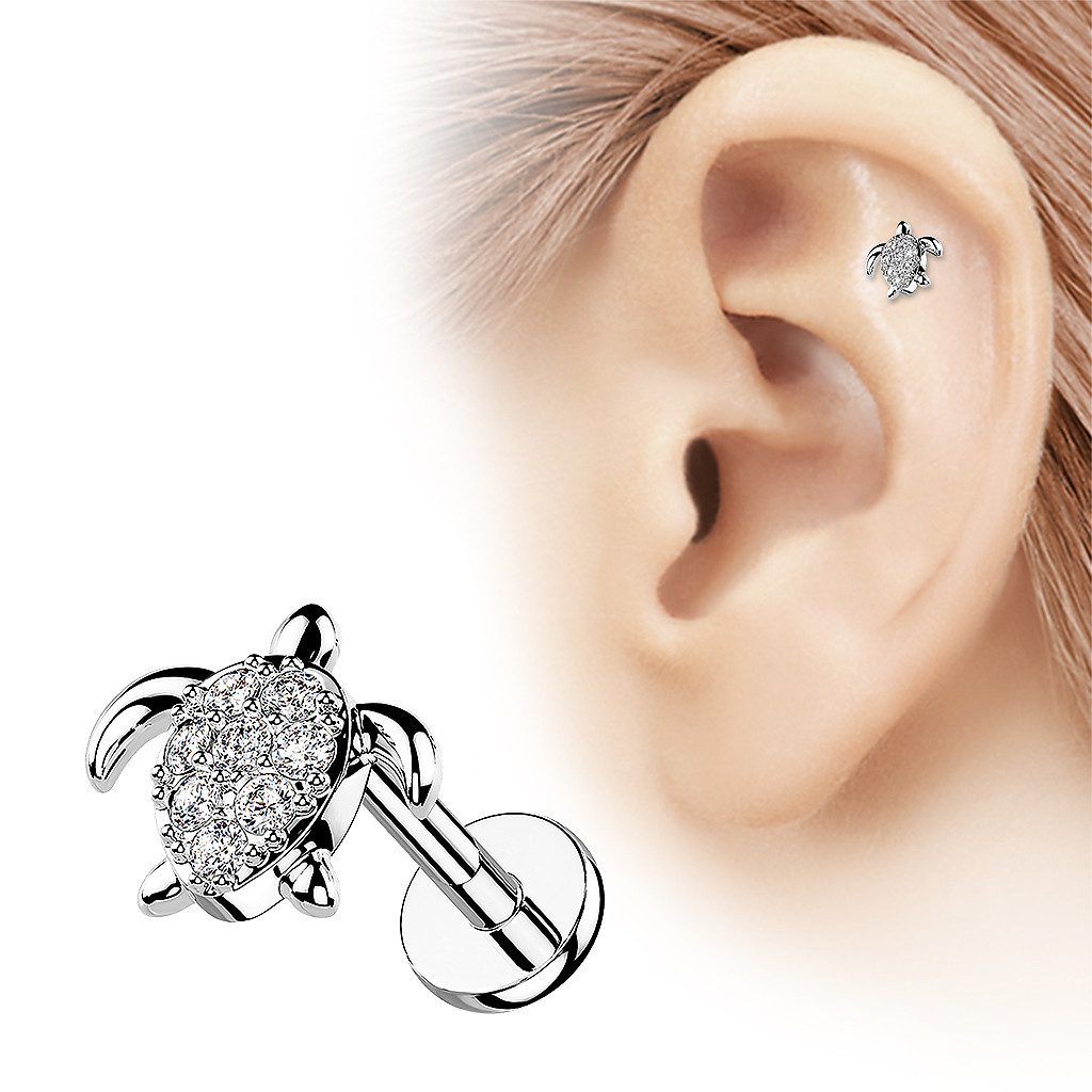 Taffstyle Piercing-Set Helix Labret Monroe Piercing flach Kristall Schildkr günstig online kaufen