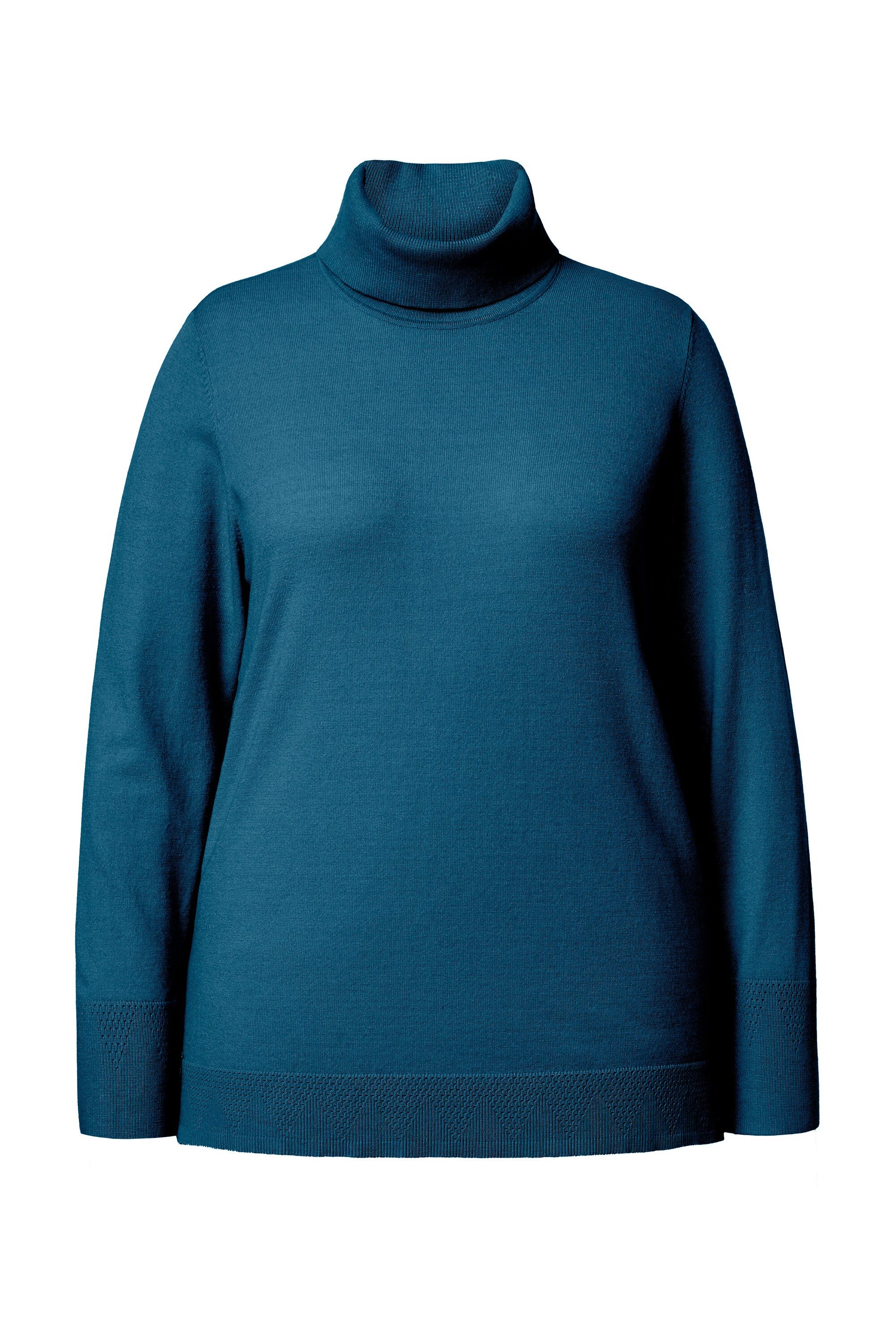 Ulla Popken Strickpullover Rollkragenpullover breite Rippbündchen günstig online kaufen