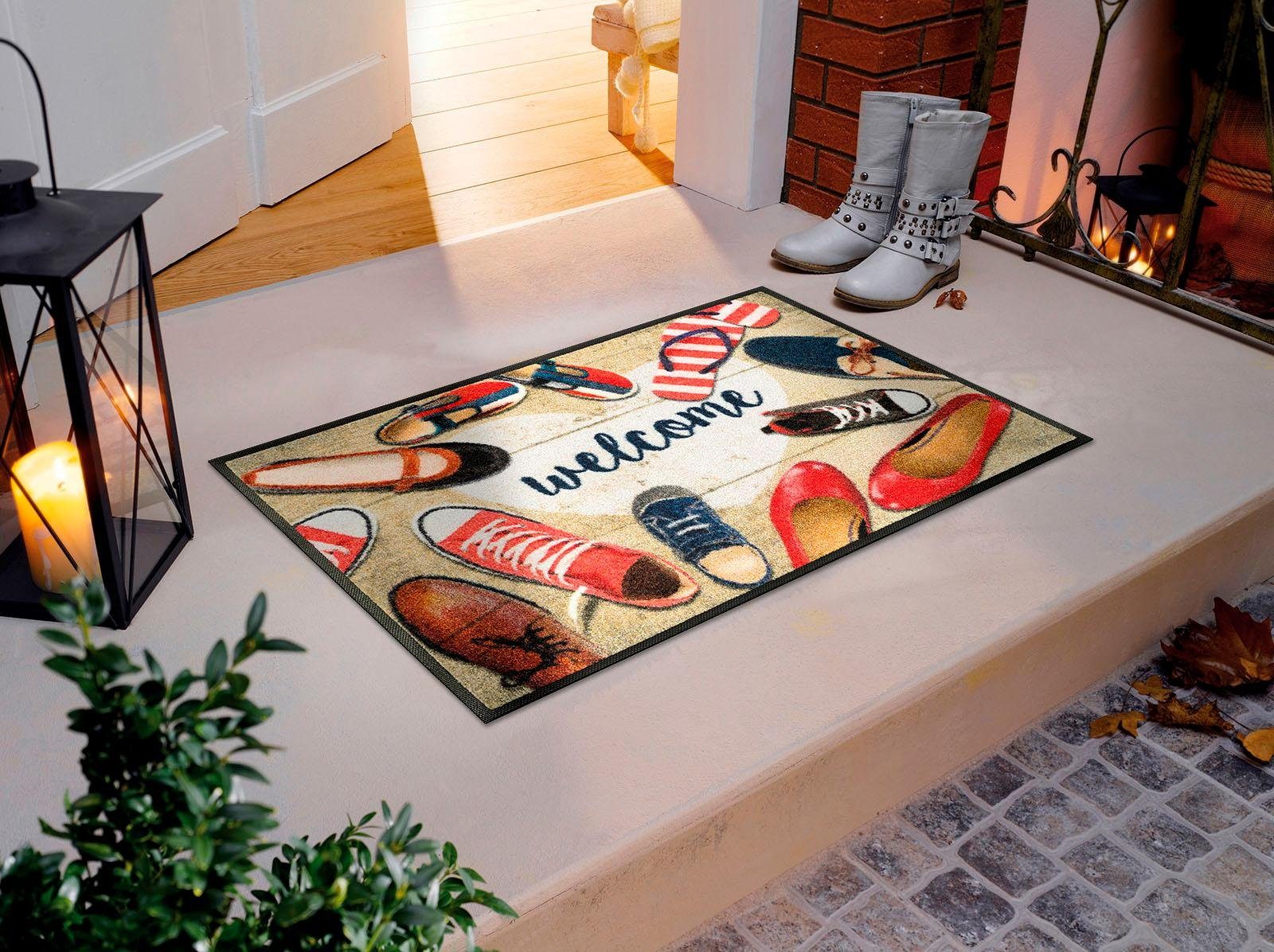 wash+dry by Kleen-Tex Fußmatte Shoes welcome, rechteckig, Höhe: 7 mm, Schmu günstig online kaufen