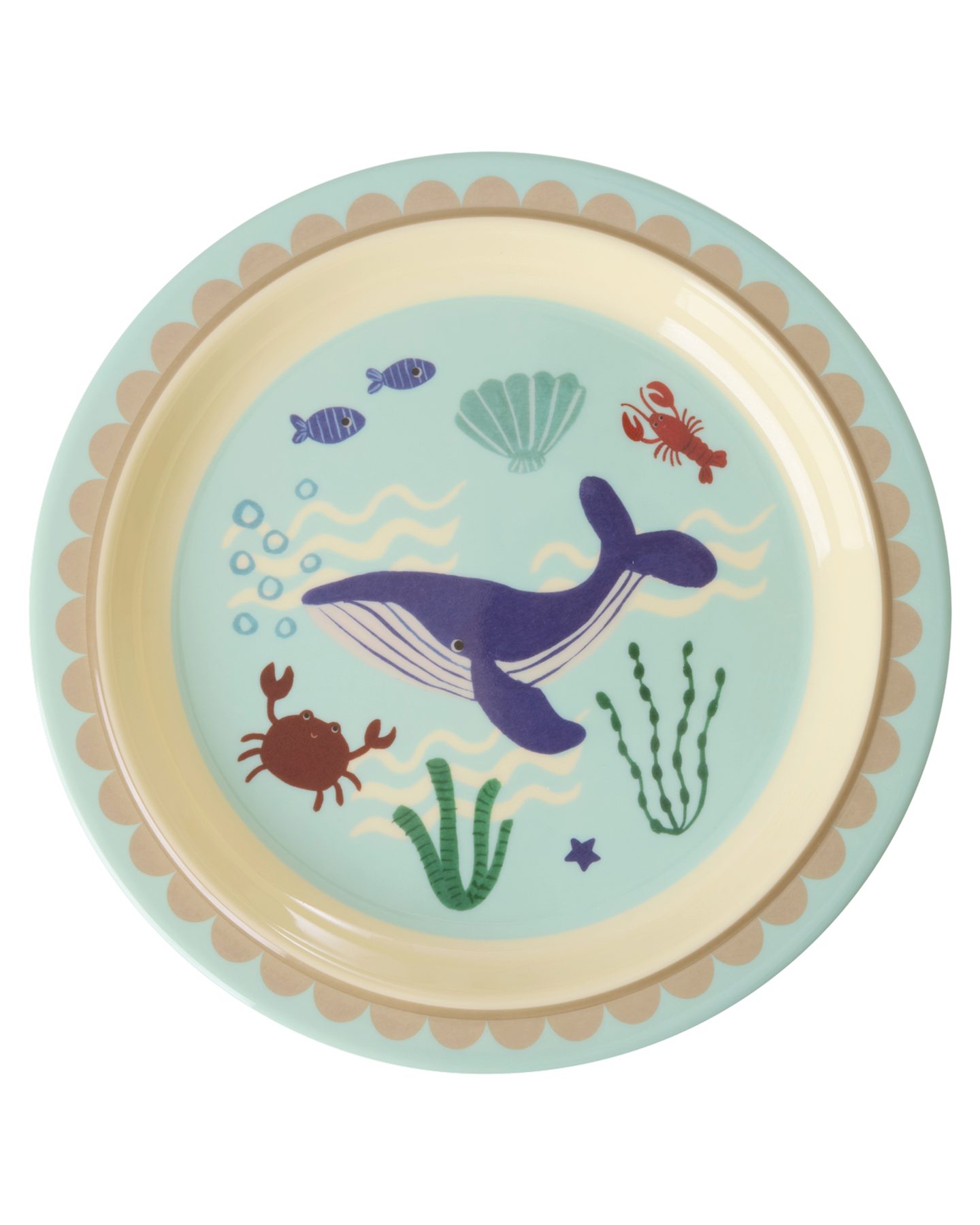 rice Kunststoffteller Rice Melamin Kinderteller Rund - Blue Ocean Print Ø 22cm