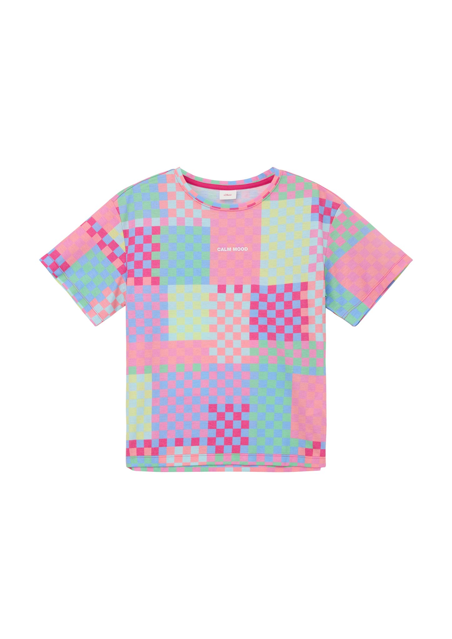Print Boxy-Shirt mit Sublimation rosa Kurzarmshirt s.Oliver