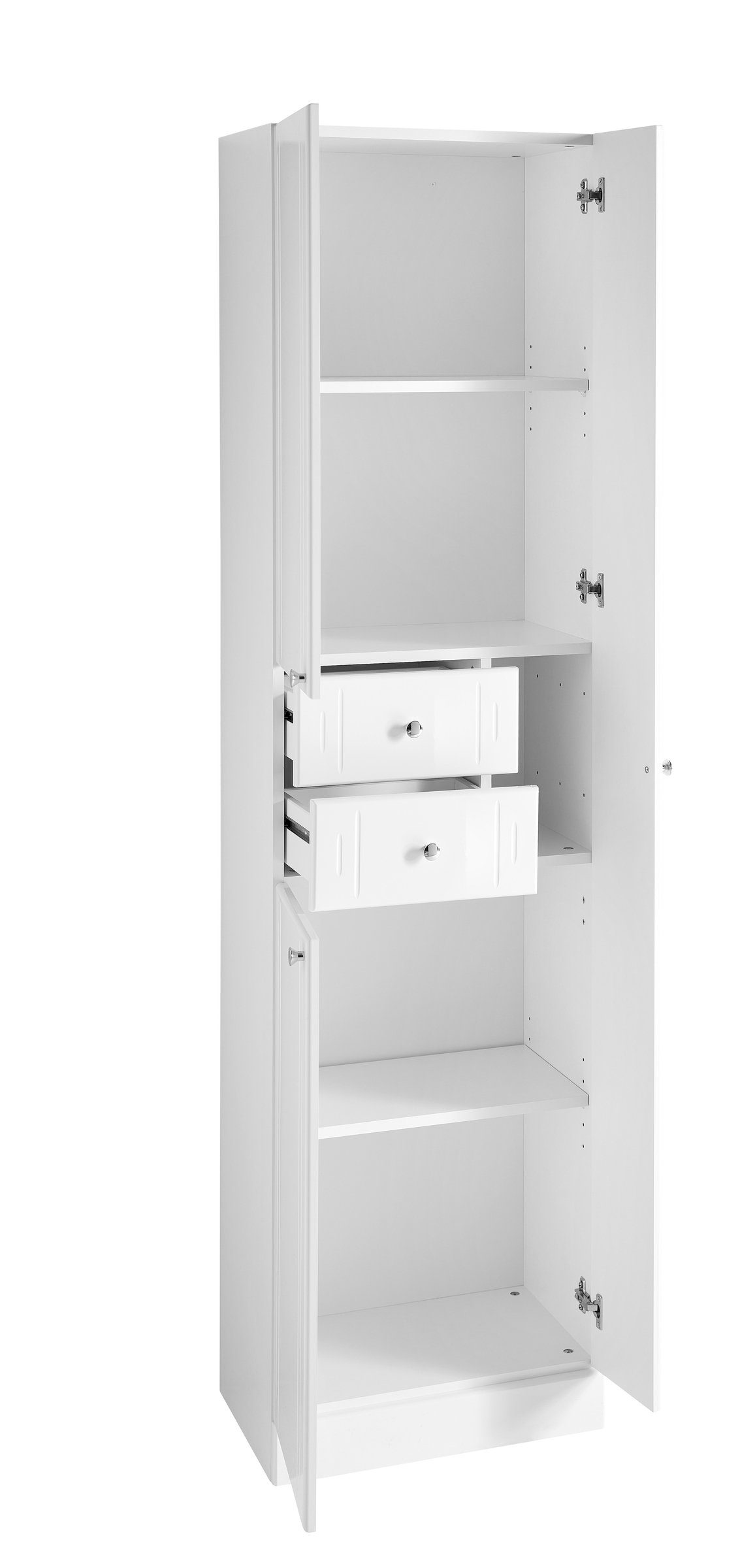 PELIPAL Hochschrank in Weiß Hochglanz mit 2 Schubladen und 3 Türen (BxHxT: 50x188,5x33 cm)