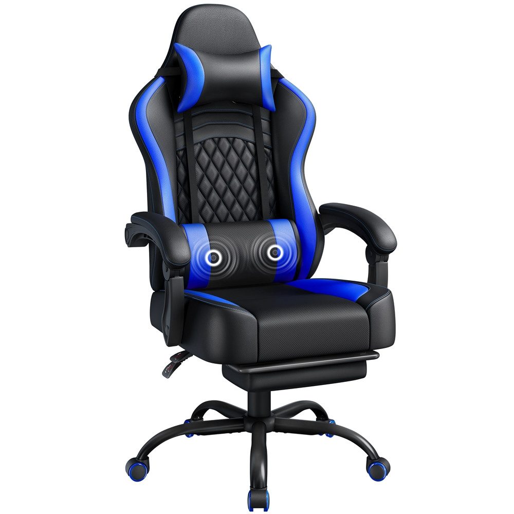Yaheetech Gaming-Stuhl mit Massagefunktion & Kopfstütze & Fußstütze Ergonom günstig online kaufen