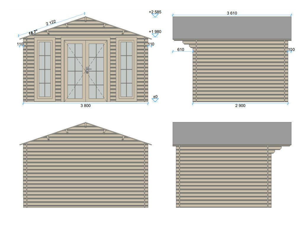 Woodtex Gartenhaus WOODTEX Gartenhaus 402×361 cm 28 mm, BxT: 402x361 cm, Holz-Gartenhaus mit Fußboden, wetterfest & witterungsbeständig