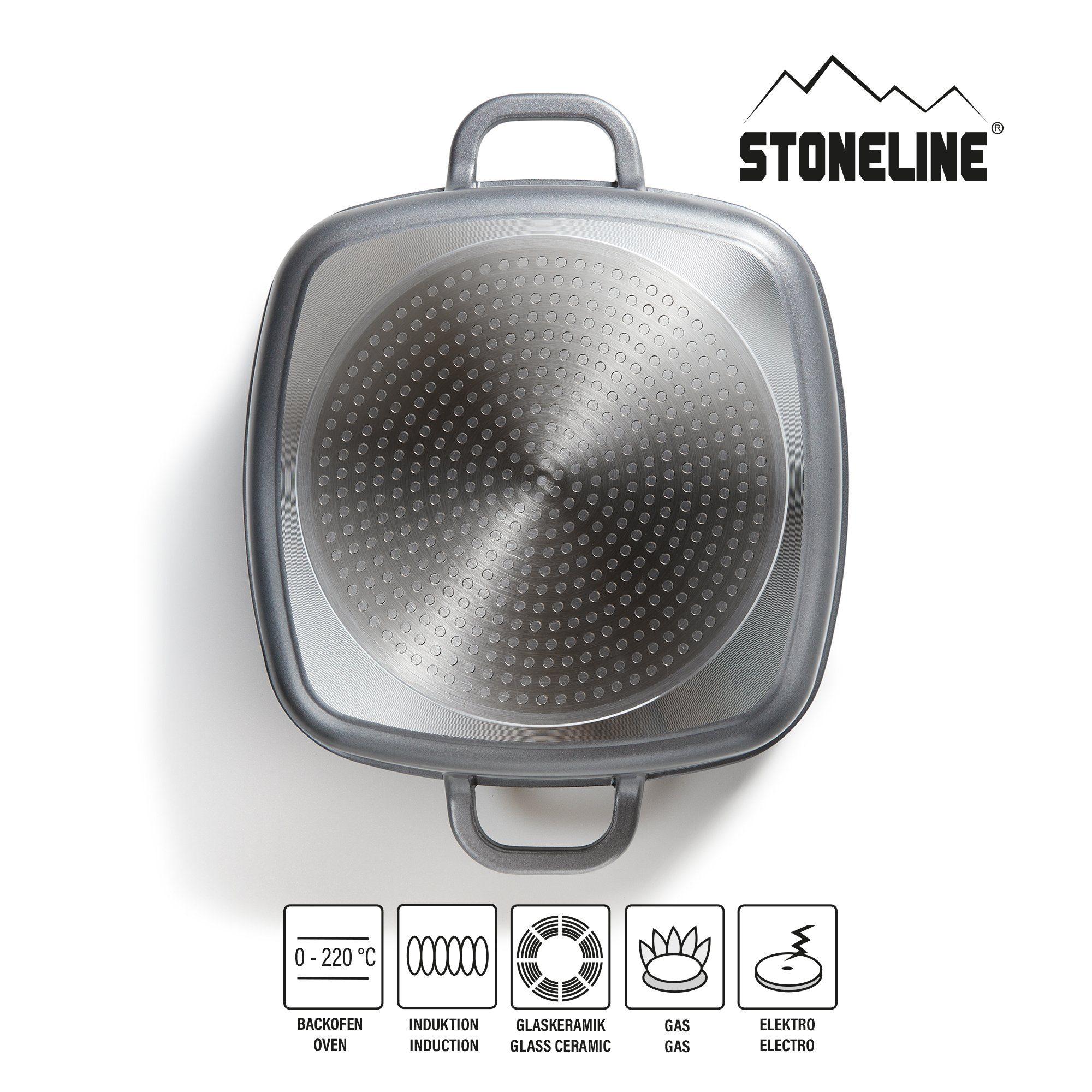 STONELINE Servierpfanne, Aluminium (2-tlg), mit echten Steinpartikeln, induktionsgeeignet, Designed in Germany