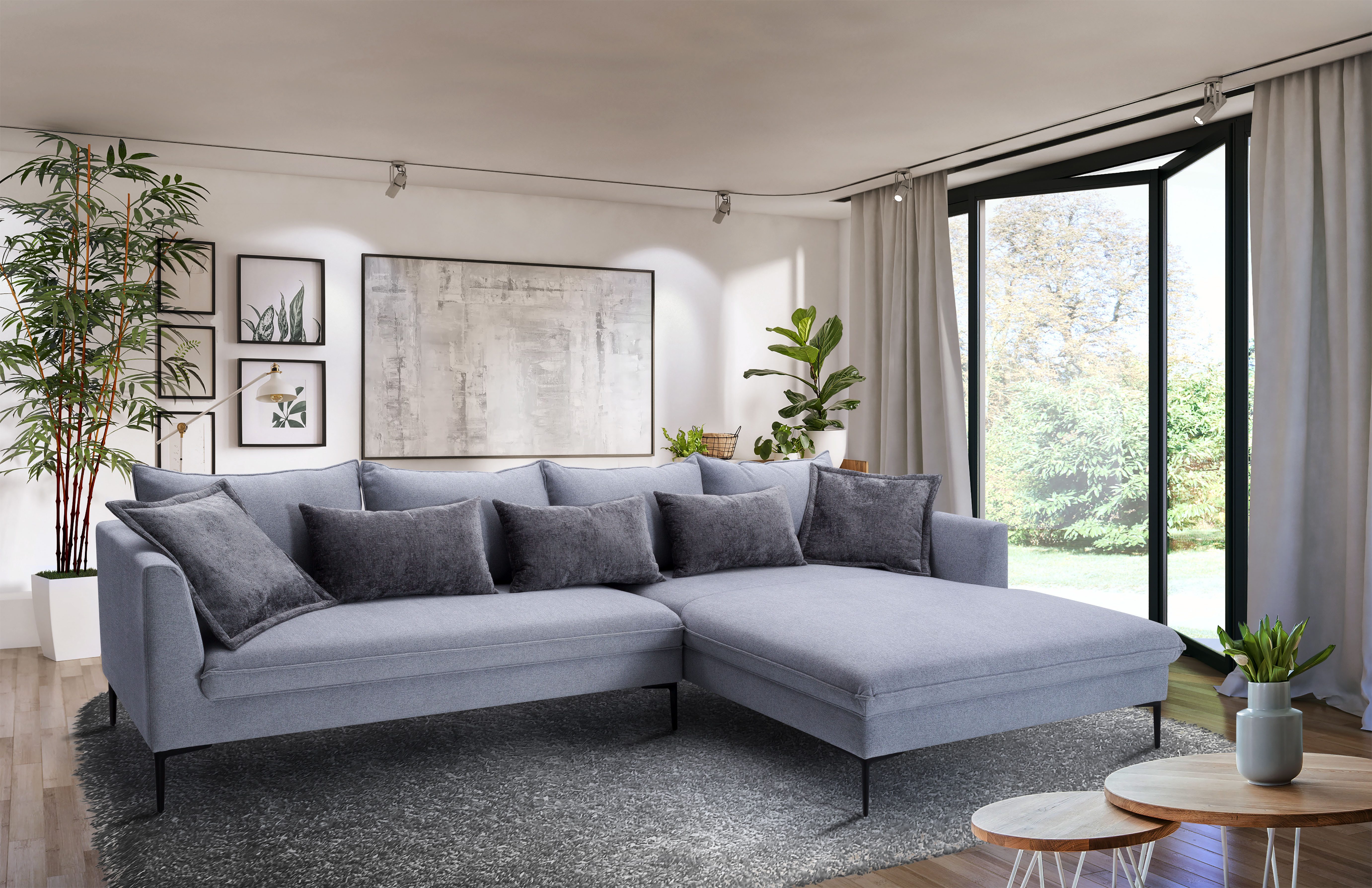 exxpo - sofa fashion Ecksofa Piazza, elegant und edel, Designsofa mit tollem Sitzkomfort, Longchair Ecke in hochwertiger Verarbeitung, Stellmaße 321x187 cm