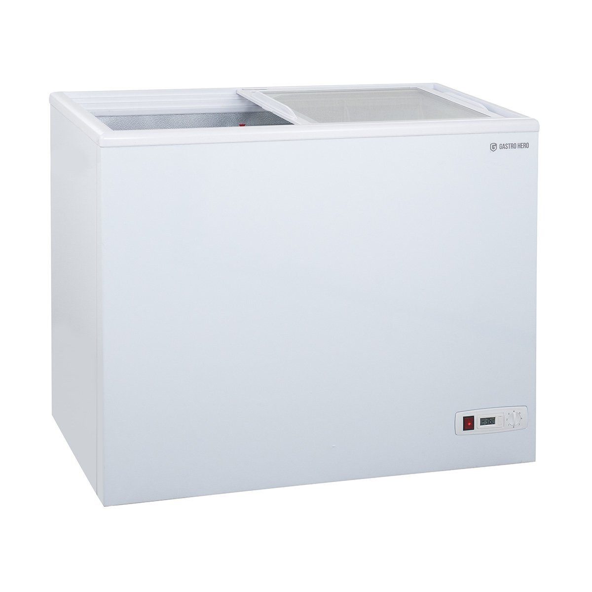 GastroHero Gefriertruhe TKTR-ECO200N Tiefkühltruhe ECO 200 mit Glasschiebedeckel, 96 cm breit