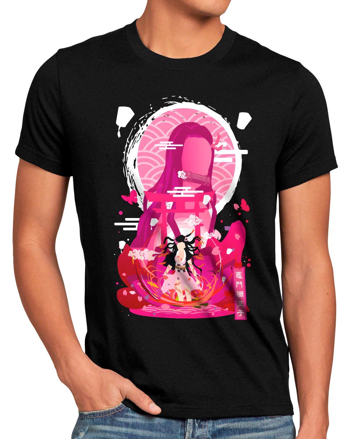 style3 T-Shirt Nezuko Pink demon slayer anime japan manga cosplay