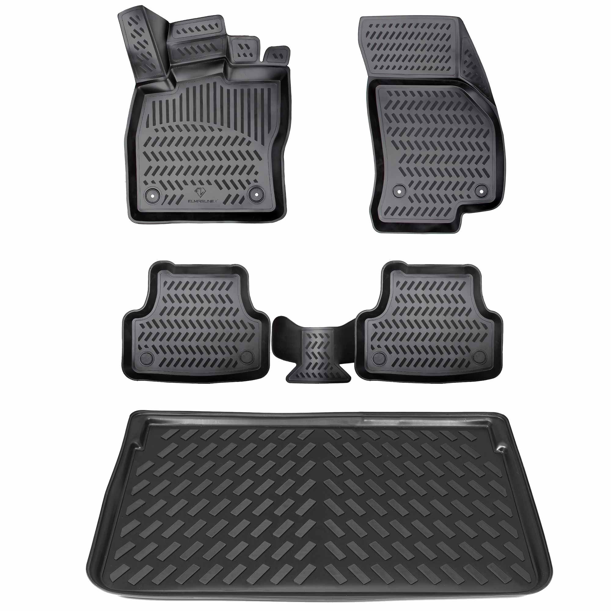 ELMASLINE Auto-Fußmatten & Kofferraumwanne Set für MAZDA CX-30 2019-2026 [DM] - Geruchlos, für Mazda CX-30 - Extra hoher Rand für mehr Schutz