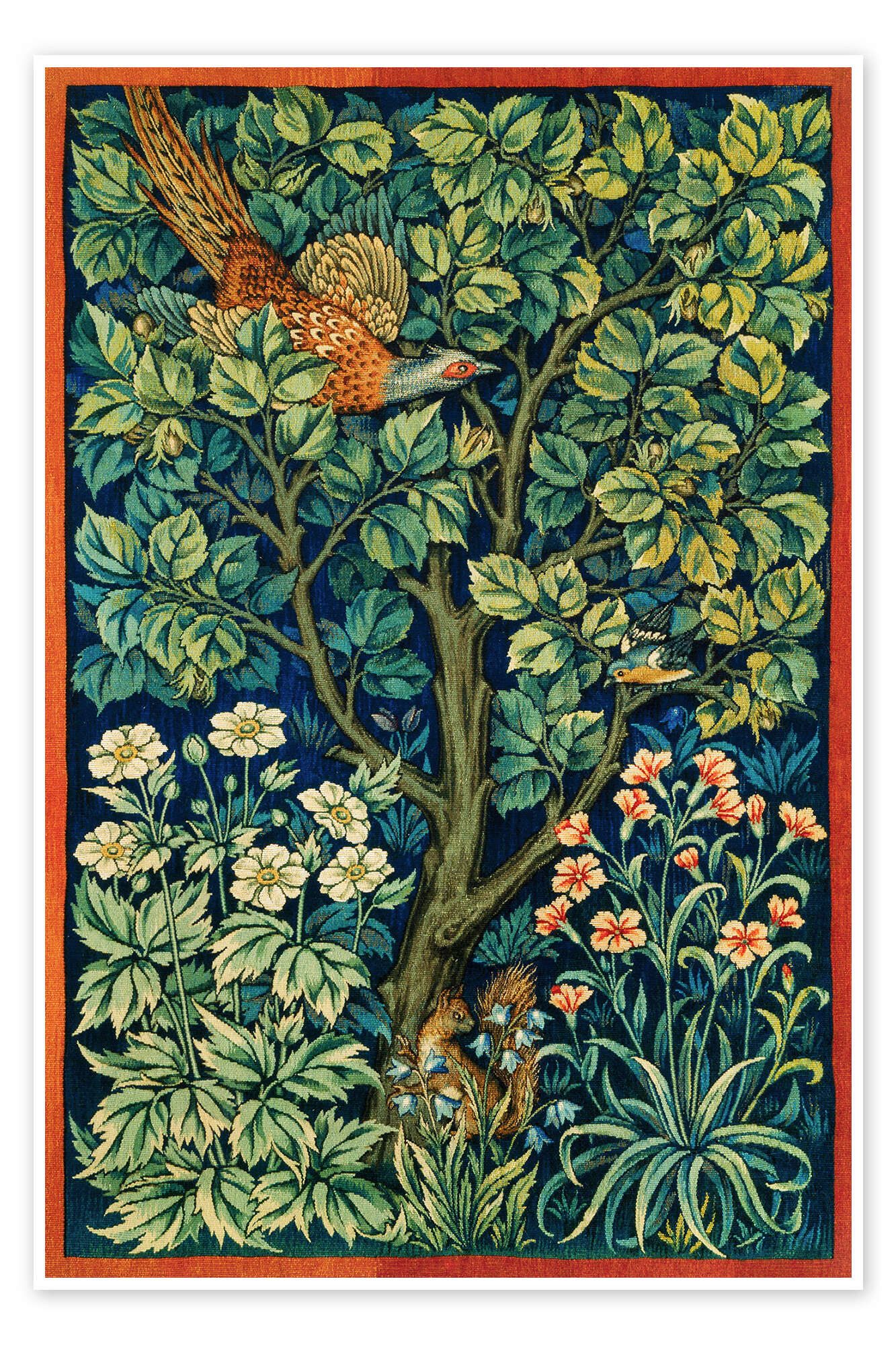 Posterlounge Wandbild Wandteppich mit Fasan, William Morris, erhältlich als Poster, Leinwandbild, Wandsticker oder Acrylglasbild