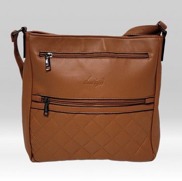 dariya Handtasche Damen Umhängetasche, Schultertasche, mit schönem Steppmuster, braun