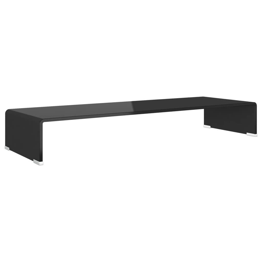 Schwarz furnicato Glas TV-Tisch/Bildschirmerhöhung TV-Schrank 90x30x13 cm