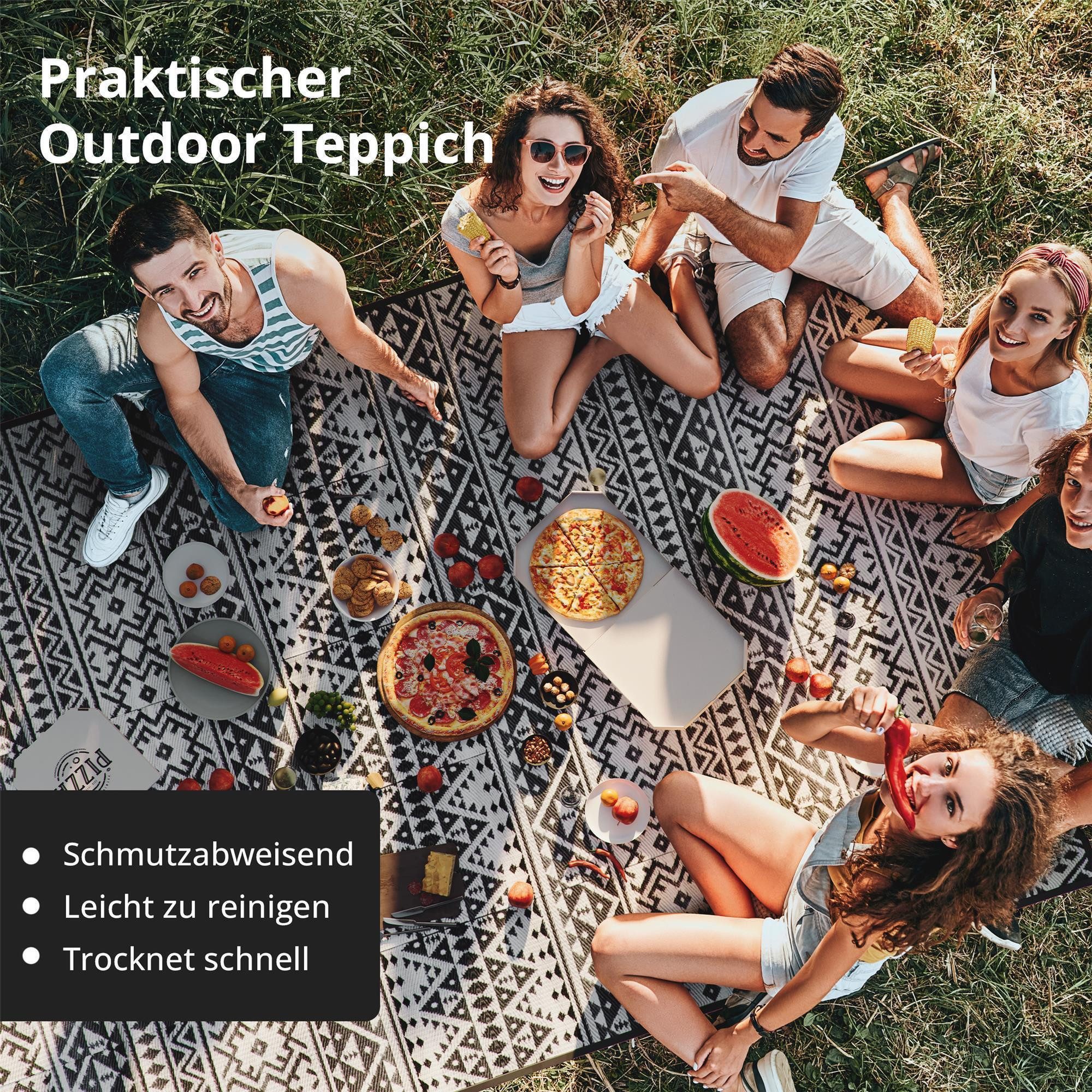 EVOCAMP Zeltteppiche Outdoor Picknick Teppich, Vorzeltteppich, wetterfest und leicht, Rechteck, schnelltrocknender Terassenteppich, UV-beständig, mit Tragetasche