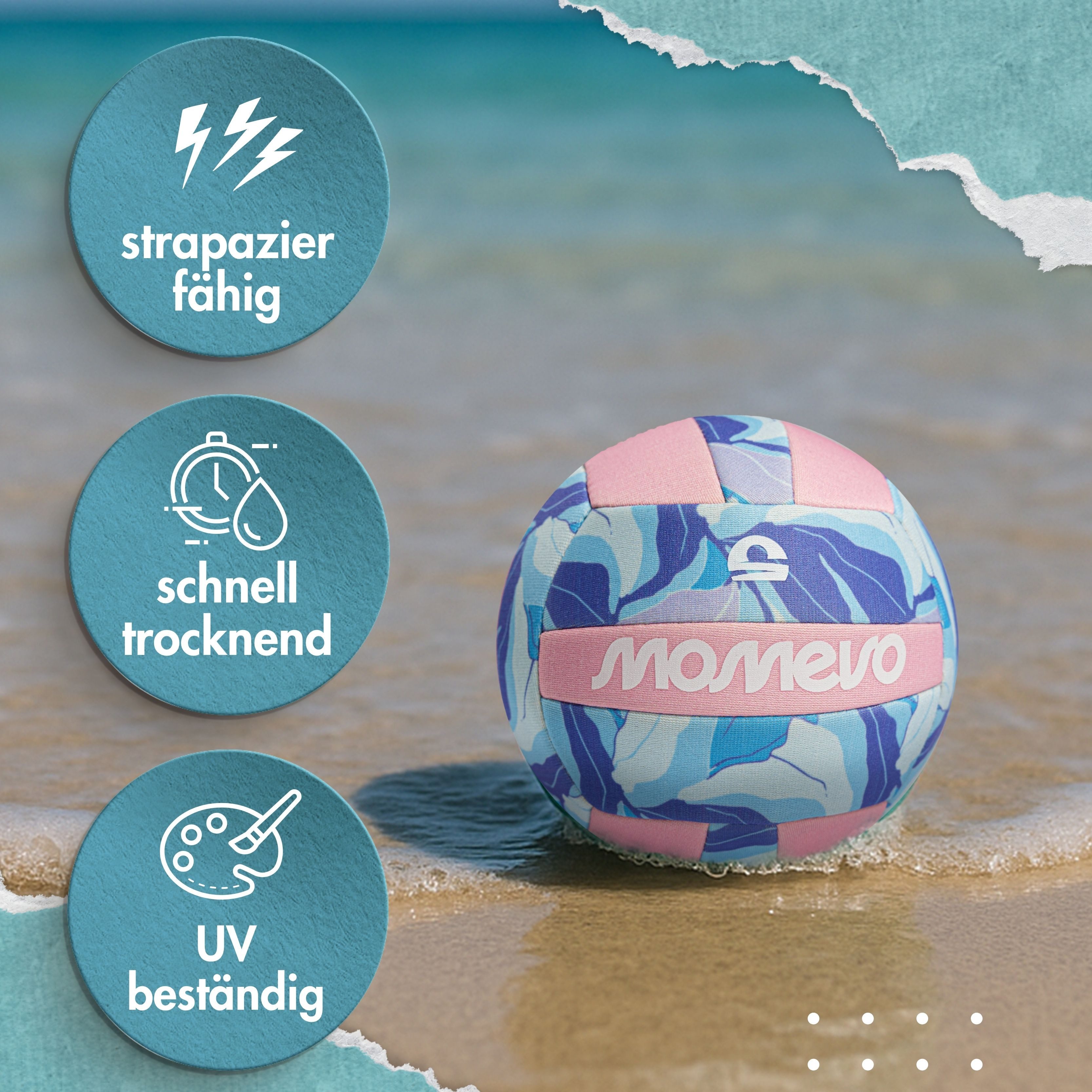 Momevo Beachball Beachbuddy Neopren Wasserball Kinder – Weich für Pool & Strand