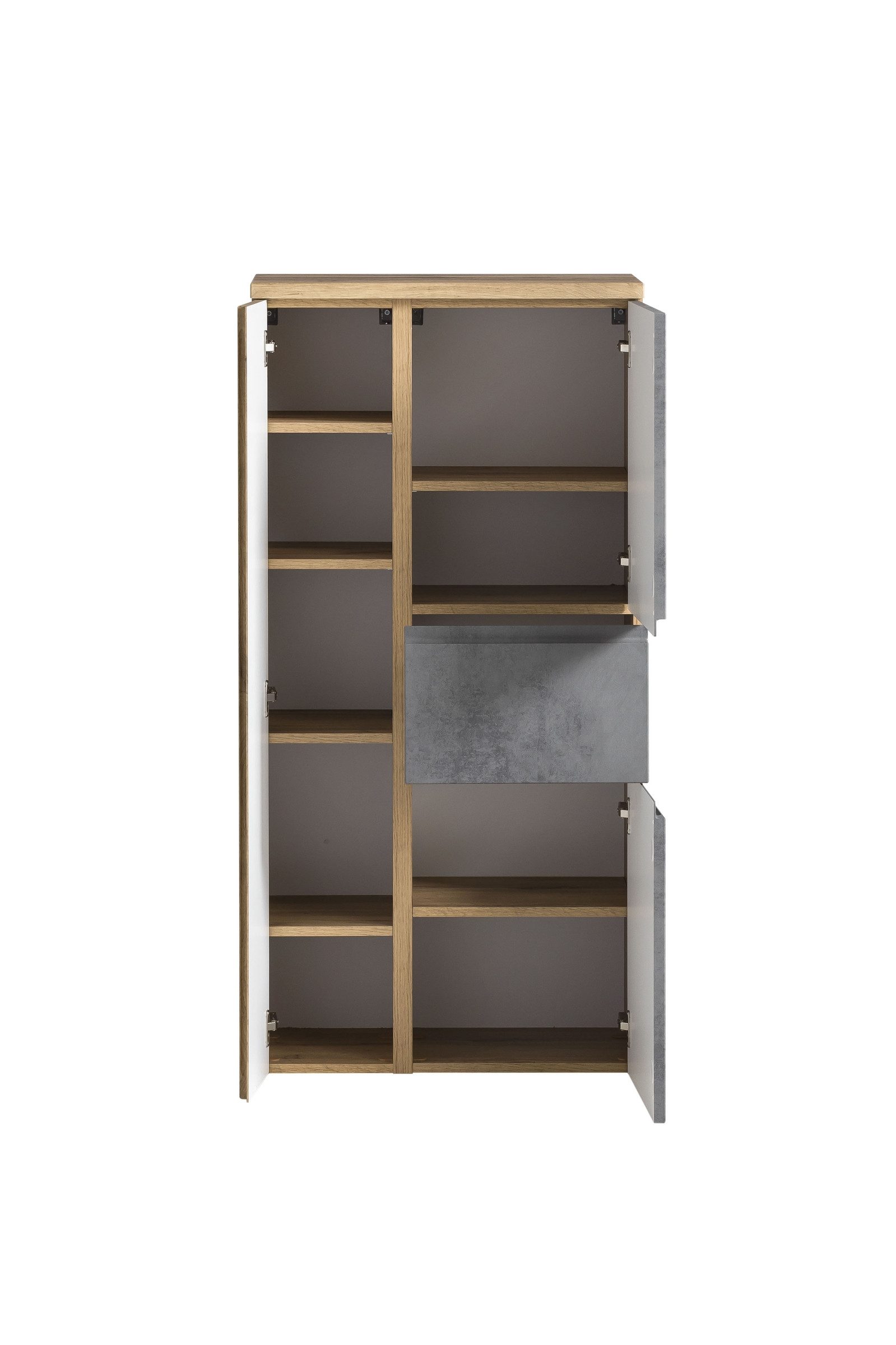 HELD MÖBEL Midischrank in Betongrau/ Wotaneiche, MDF - 65x130x35cm (BxHxT)