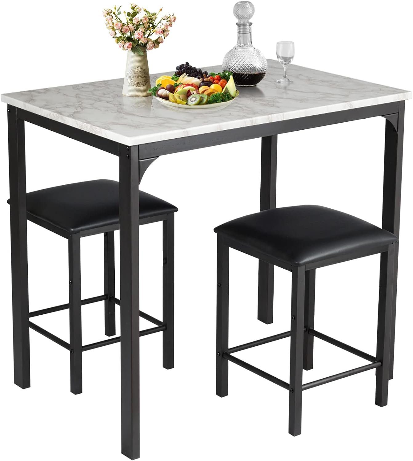 KOMFOTTEU Essgruppe Set 3-teilig, mit Metallgestell, für 2 Personen