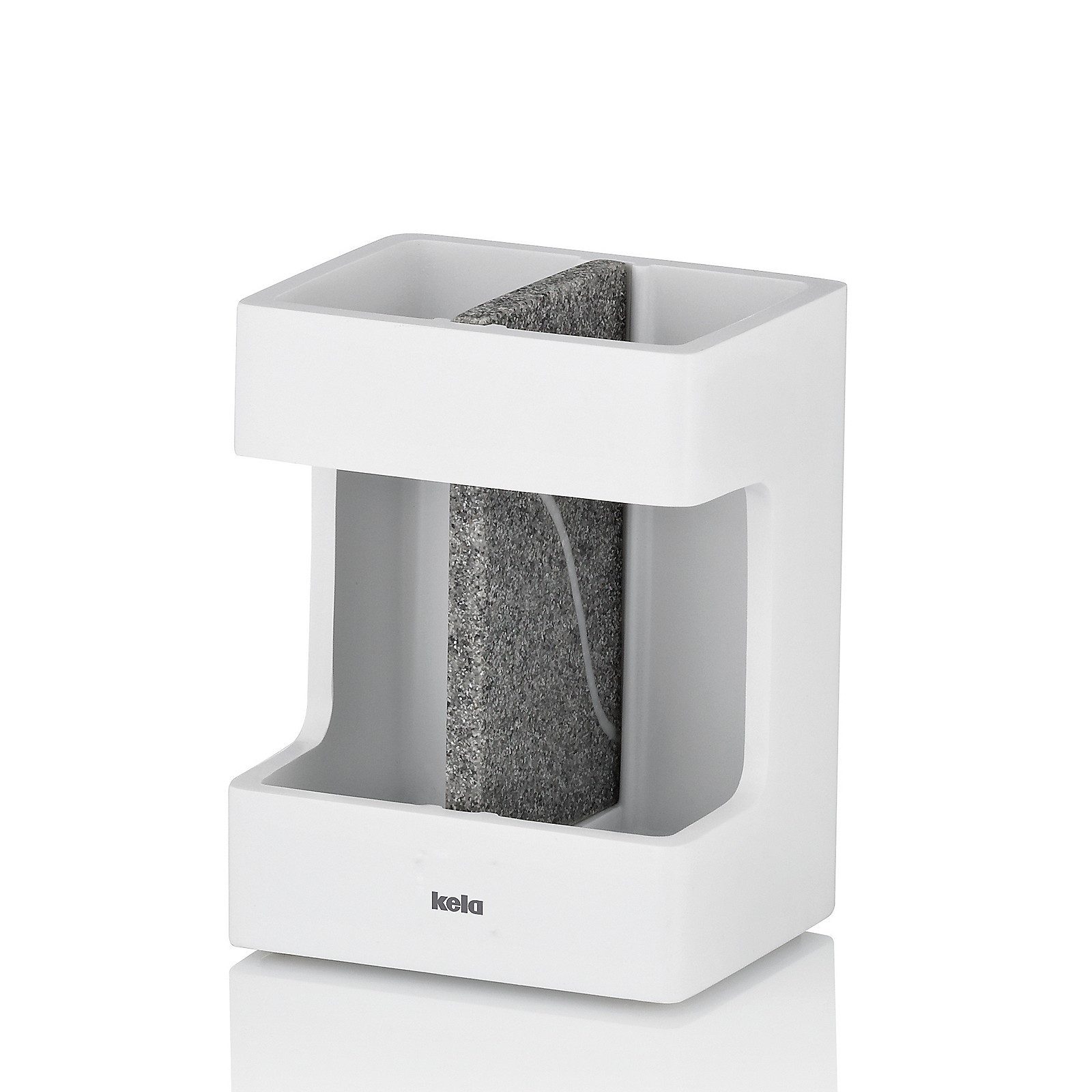 kela Подставки для зубных щеток Cube, herausnehmbares Trennelement, Element aus Natursteinoptik, Mattoptik