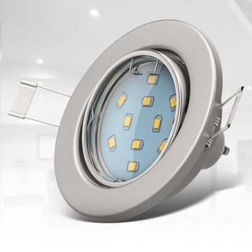 B.K.Licht LED Einbaustrahler, Leuchtmittel wechselbar, Warmweiß, LED Einbauleuchten, schwenkbar, weiß, inkl. 3W 250lm GU10, Decken-Spot