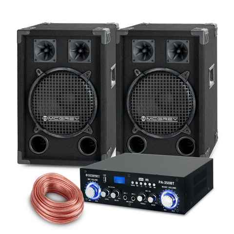 McGrey PA Komplettset DJ Anlage Party-Lautsprecher (Bluetooth, 400 W, Partyboxen 25cm (10 zoll) 2-Wege System - inkl. Endstufe)