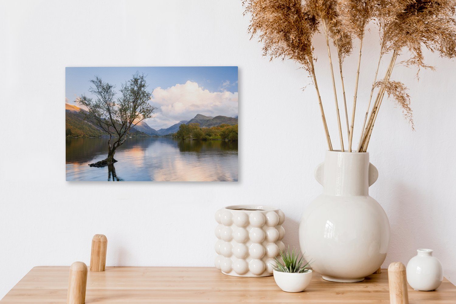 Snowdonia, besonderer den 30x20 Wanddeko, Baum OneMillionCanvasses® (1 ganz Wandbild kleiner Leinwandbilder, Aufhängefertig, in Ein Leinwandbild Gewässern St), cm von