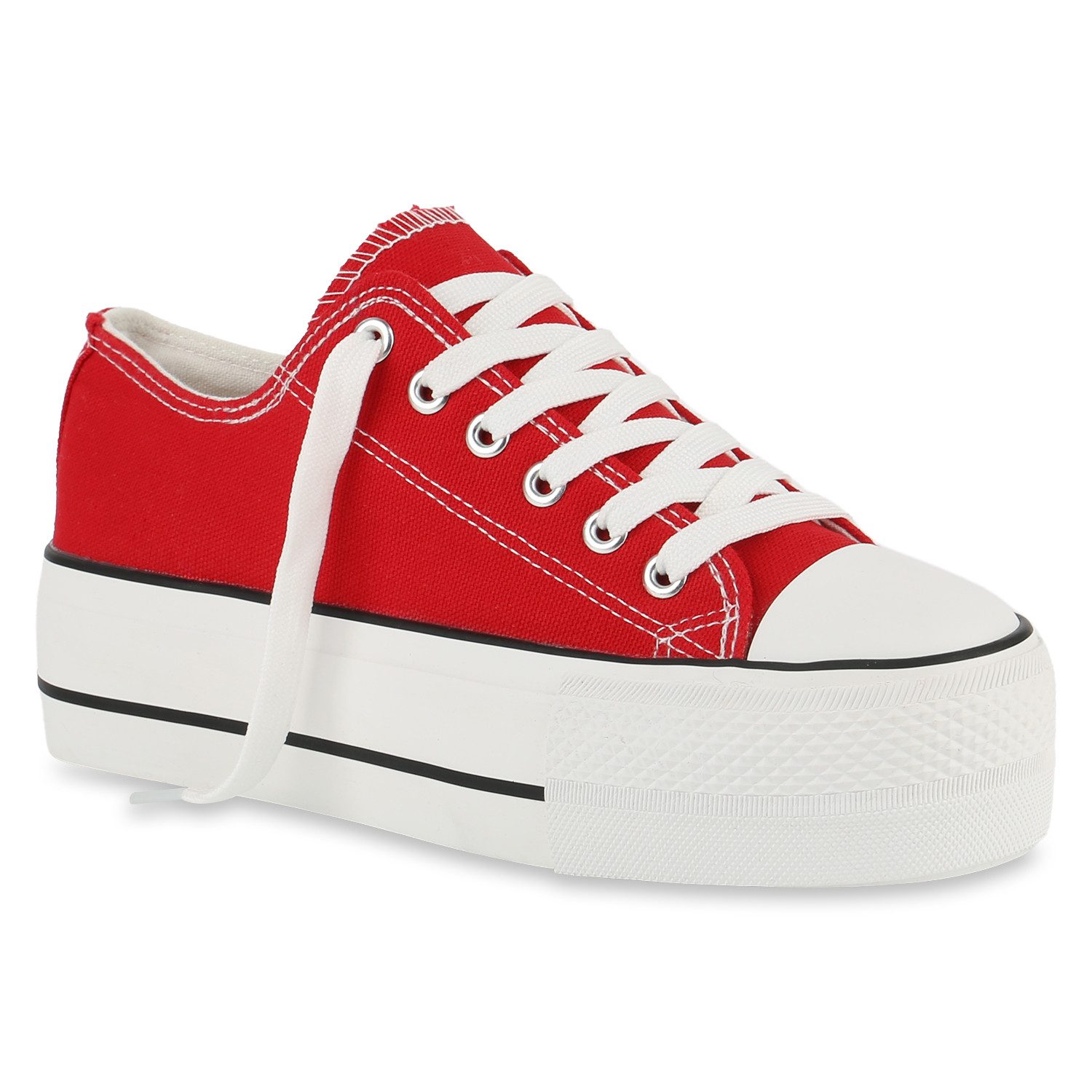 VAN HILL 842206 Plateausneaker Damen Plateau Sneaker - Modischer Low-Top Stoffschuh mit hoher Sohle