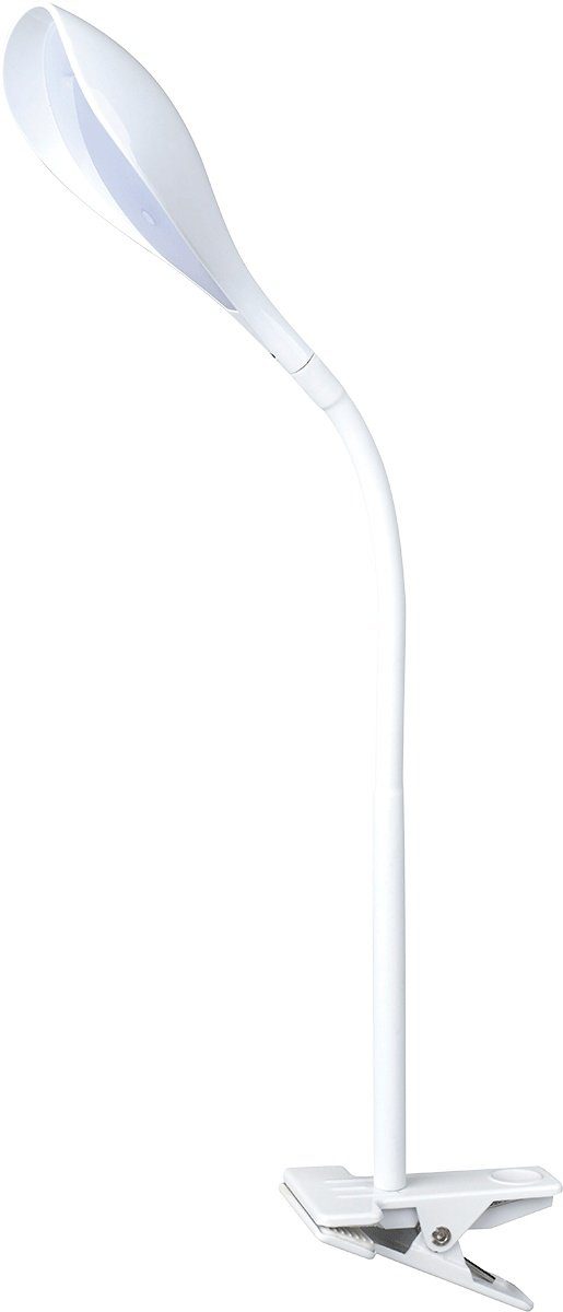 fest weiß LED MeLiTec modernes flexibel, T161, integriert, energiesparend, mit Tischleuchte Design, Kopf warmweiß, LED Klemmfuß