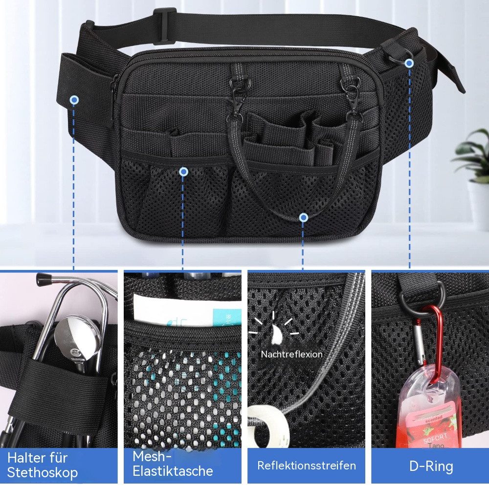 Blusmart Gürteltasche Multifunktionale Krankenschwester-Hüfttasche (Reißfest & langlebig, Werkzeuggürtel-Organizer für Stethoskope), Für Pflegekräfte und Pflegestudierende
