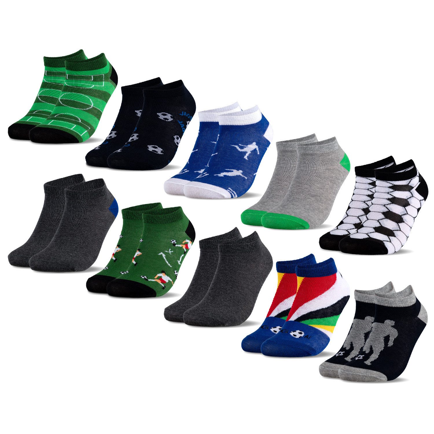 OCCULTO Sneakersocken Kinder Sneaker Socken Motive 10er Pack (Modell: Motivo) (10-Paar)