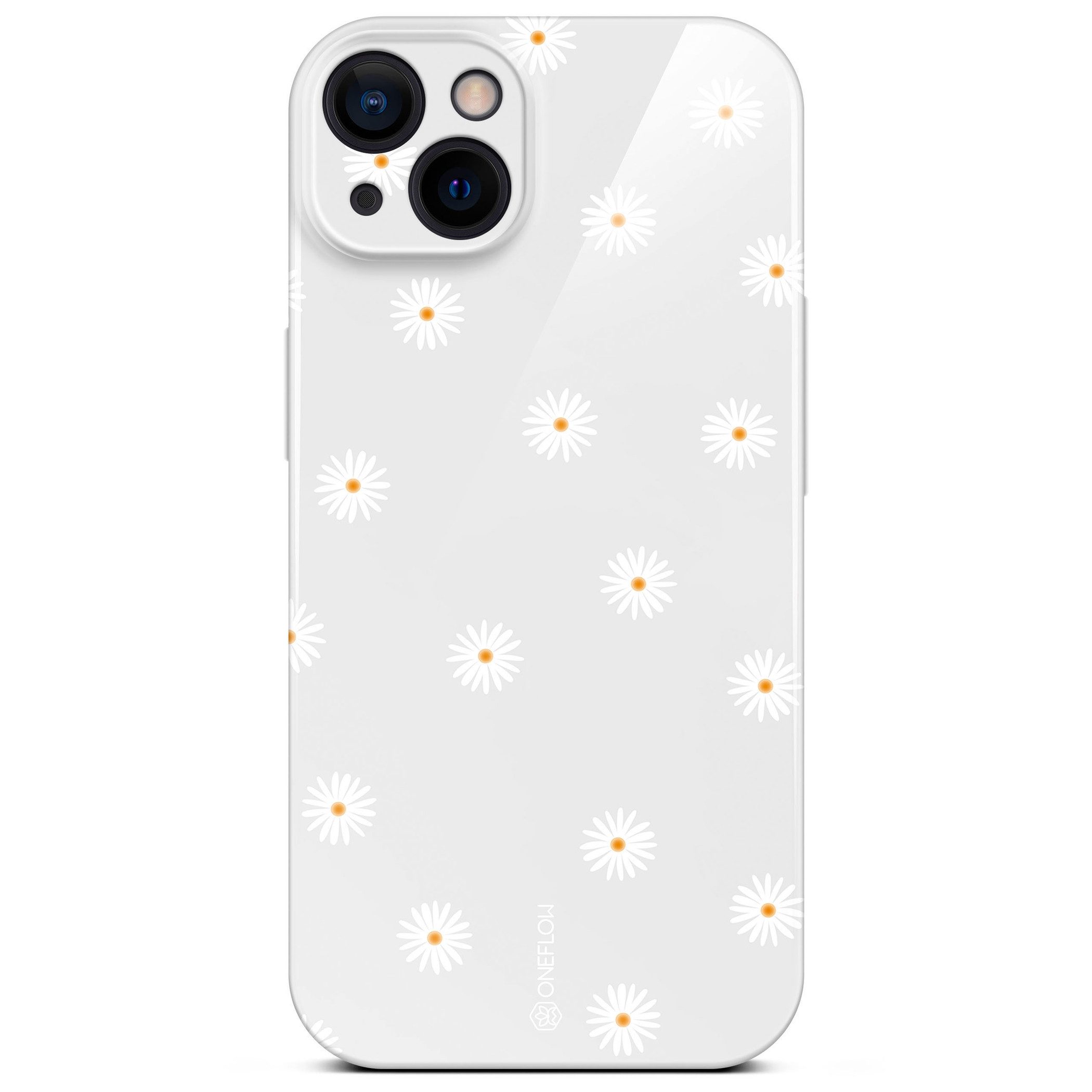 ONEFLOW Handyhülle für iPhone 13 Splash Cover Gänseblümchen Grau 6,1 Zoll, Hülle mit Design Muster Designer Case Kameraschutz Handy Schutzhülle