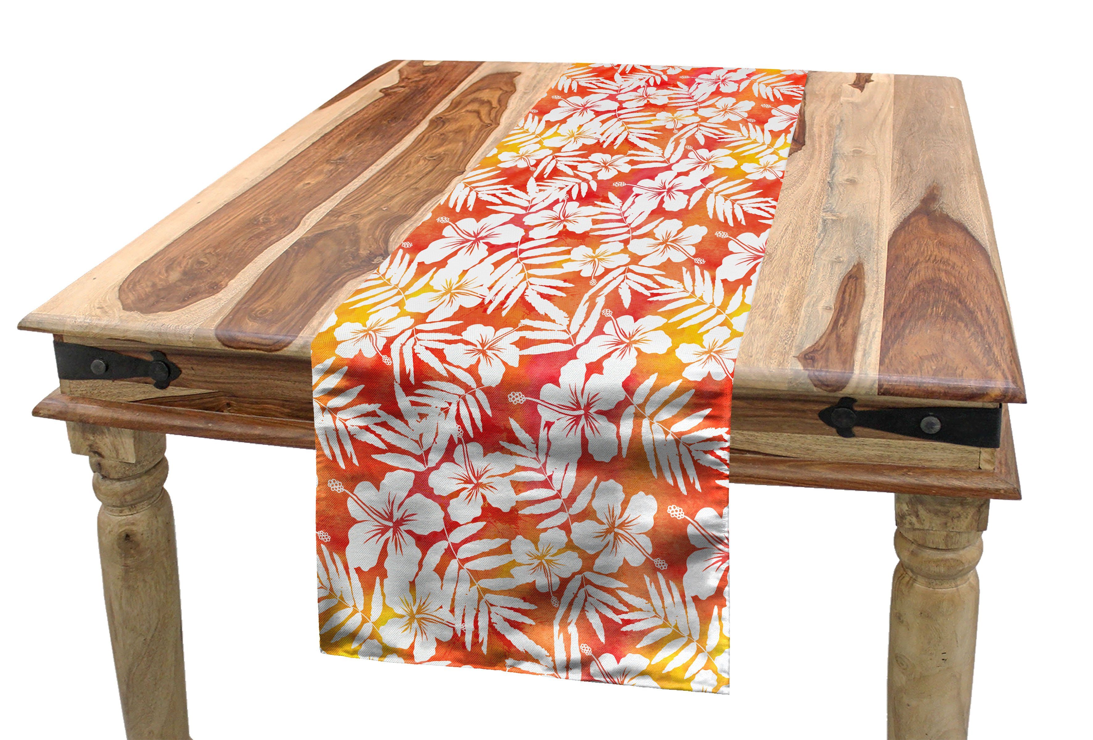 Abakuhaus Tischläufer Esszimmer Küche Rechteckiger Dekorativer Tischläufer, Orange Fantasie-Aquarell Aloha