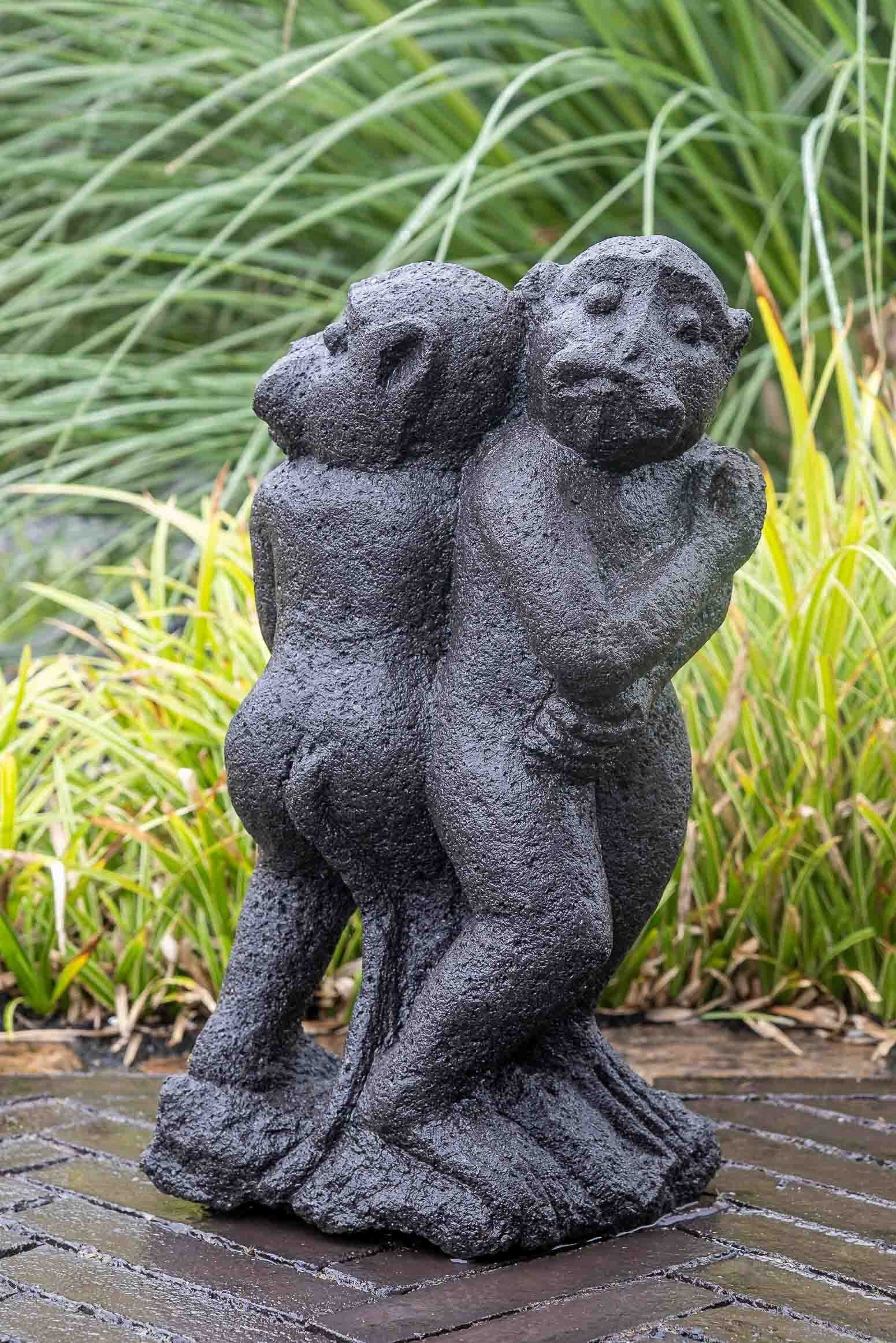 sehr klein, ein robust – und Gartenfigur Frost, Figur gegen IDYL Regen Naturprodukt Lavastein Affenpaar – Lavastein– witterungsbeständig UV-Strahlung. IDYL