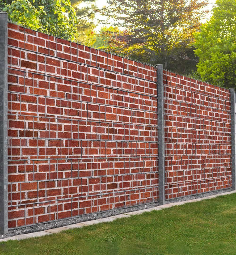 MyMaxxi Sichtschutzstreifen Sichtschutzstreifen rote Ziegelsteine Sichtschutz Garten Zaun, (rote Ziegelsteine verwaschen)