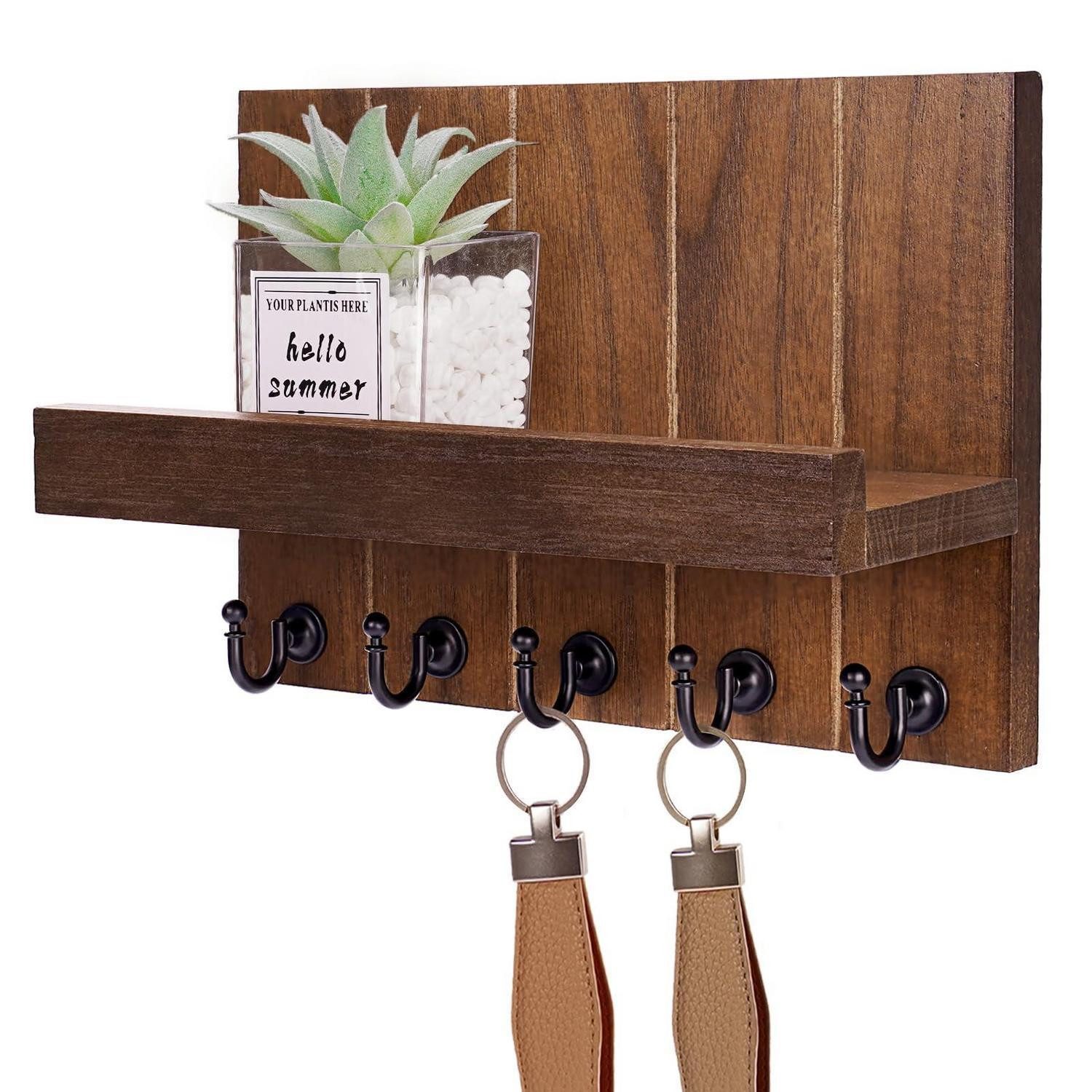 LuxusKollektion Deko-Wandregal Schlüsselbrett Holz mit Ablage, 1-tlg.