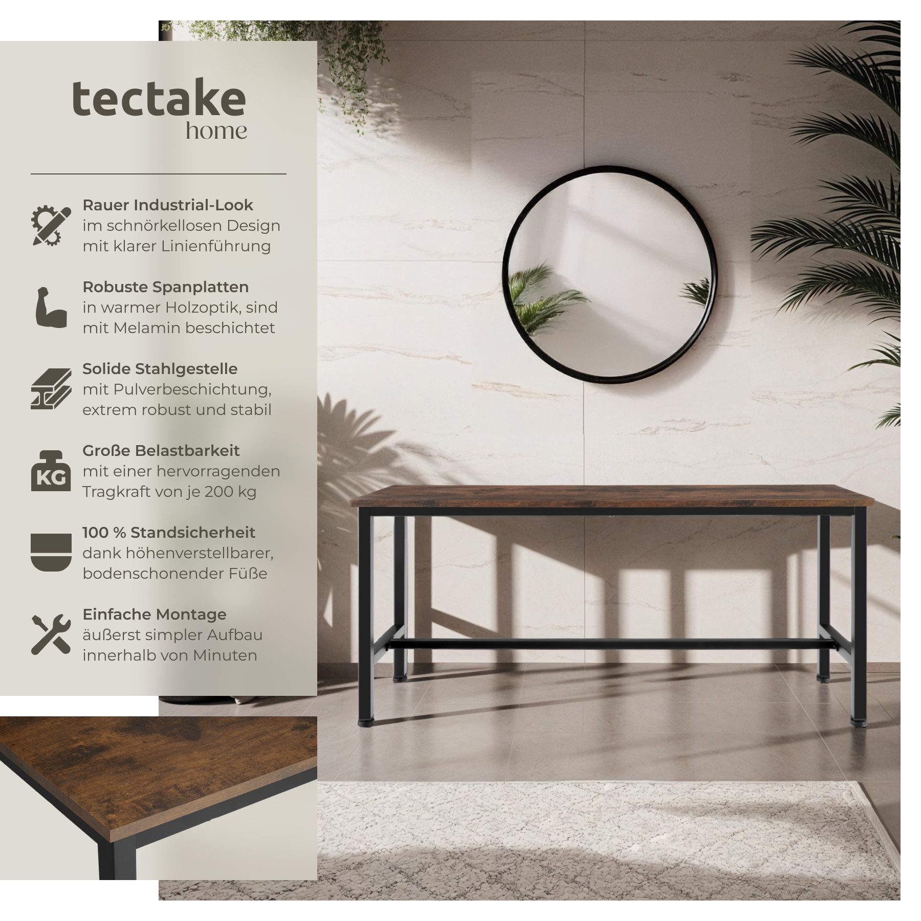 tectake Bank 2er Set Sitzbank, Industrial Style